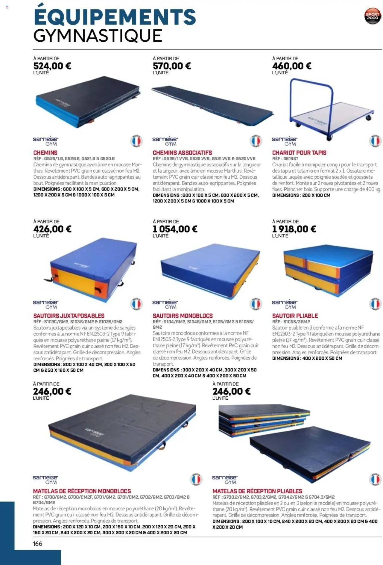  | Page: 166 | Produits: Mousse, Poignées, Matelas, Tapis