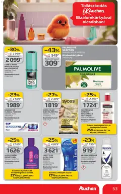 Auchan akciós újság - amely érvényes a következő dátumtól: 12.03.2026 | Oldal: 53 | Termékek: Sikosító, Body, Testápoló, Szappan