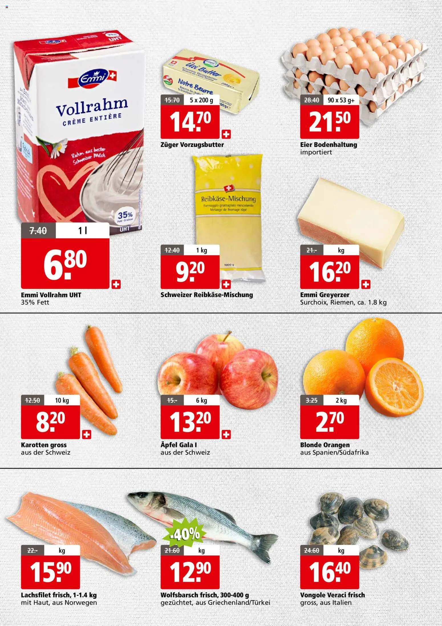 Aligro Aktionen Business Schlieren, Gossau SG, Frauenfeld, Rapperswil-Jona, Sargans, Bern, Brüttisellen, Pratteln, Emmen, Spreitenbach – gültig ab 24.11.2025 | Seite: 2 | Produkte: Butter, Eier, Äpfel, Creme