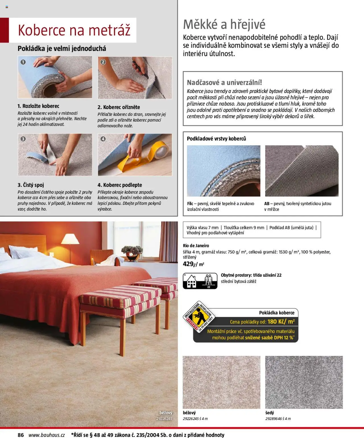 Bauhaus katalog Podlahové krytiny od 01.08.2025 | Strana: 86 | Produkty: Nože, Koberce, Koberec