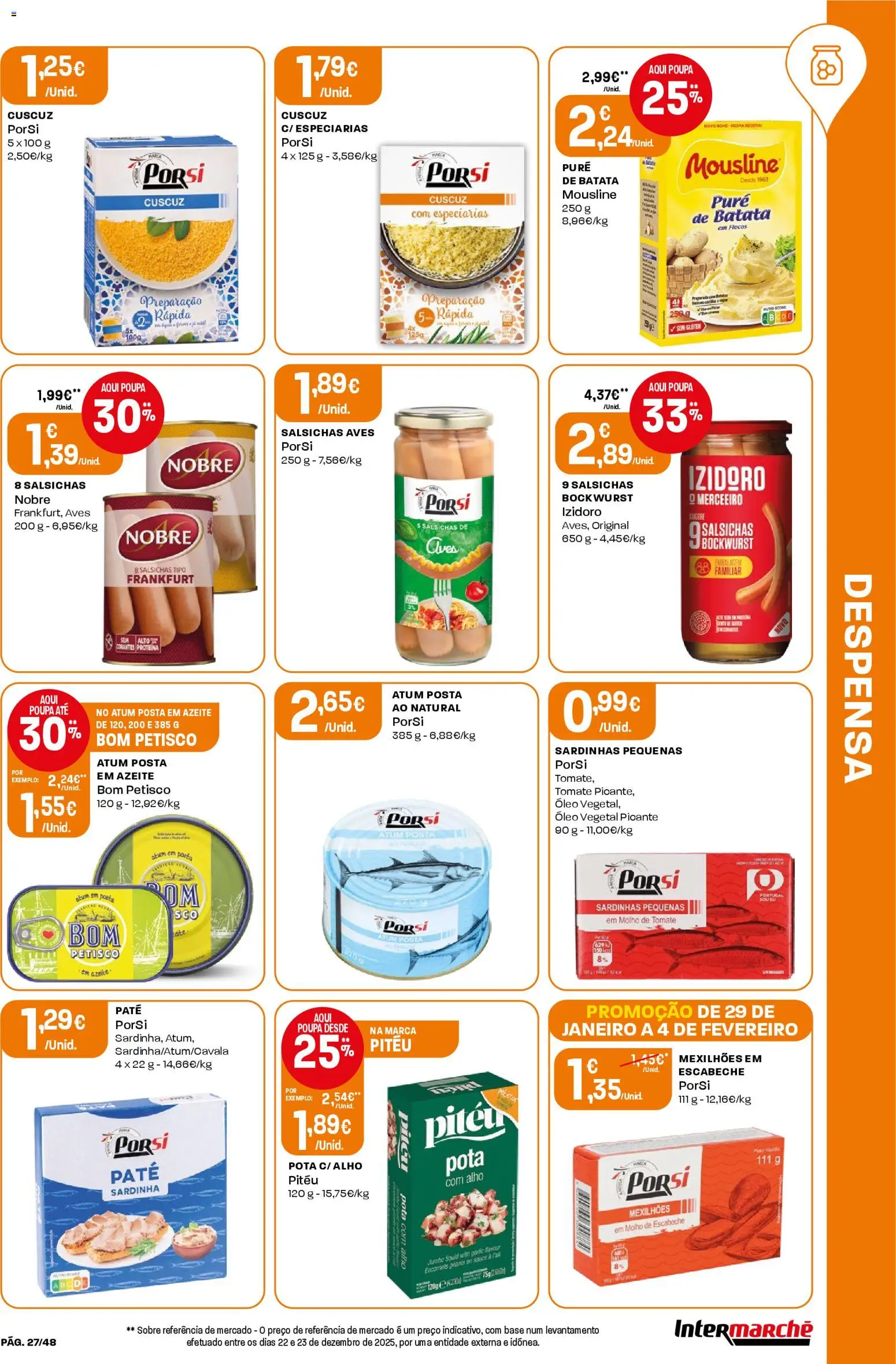 Intermarché folheto │ válido de 29.01.2026 | Página: 27 | Produtos: Batata, Atum, Óleo, Tomate