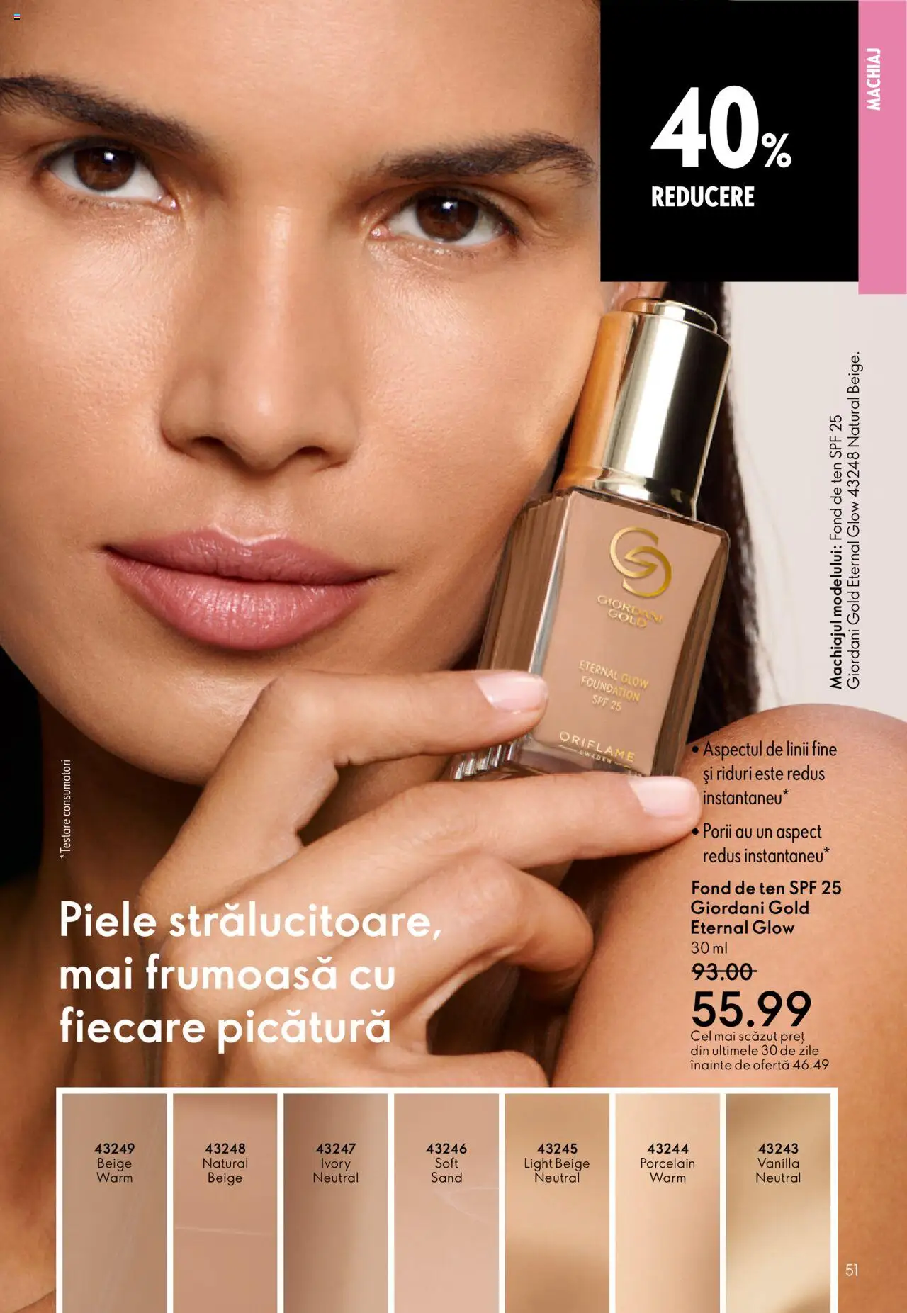Oriflame catalog 13 2025 – valabil de la 10.09.2025 | Pagină: 51 | Produse: Fond de ten, Machiaj