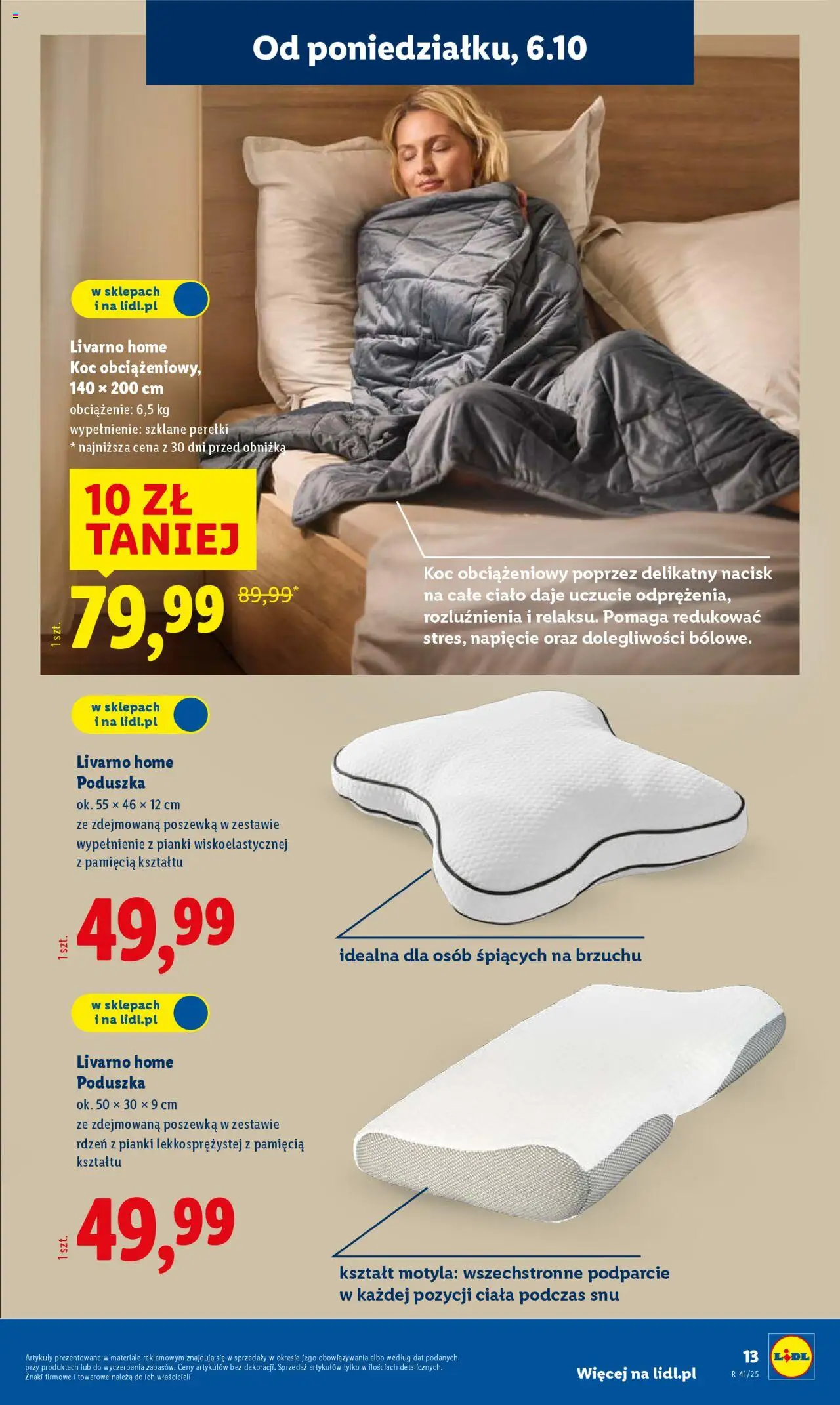 Lidl Katalog od 06.10.2025 | Strona: 13 | Produkty: Poduszka, Koc, Pianki
