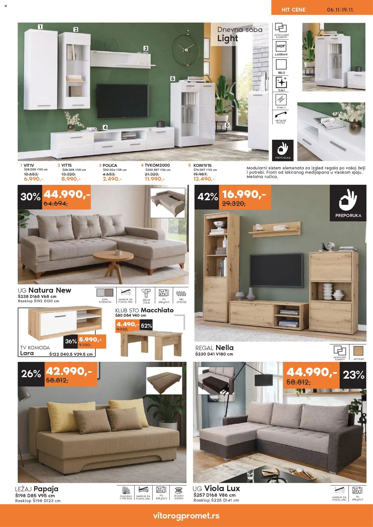 Vitorog katalog - važi od 06.11.2025 | Strana: 2 | Proizvode: Komoda, Tv komoda, Polica, Sto