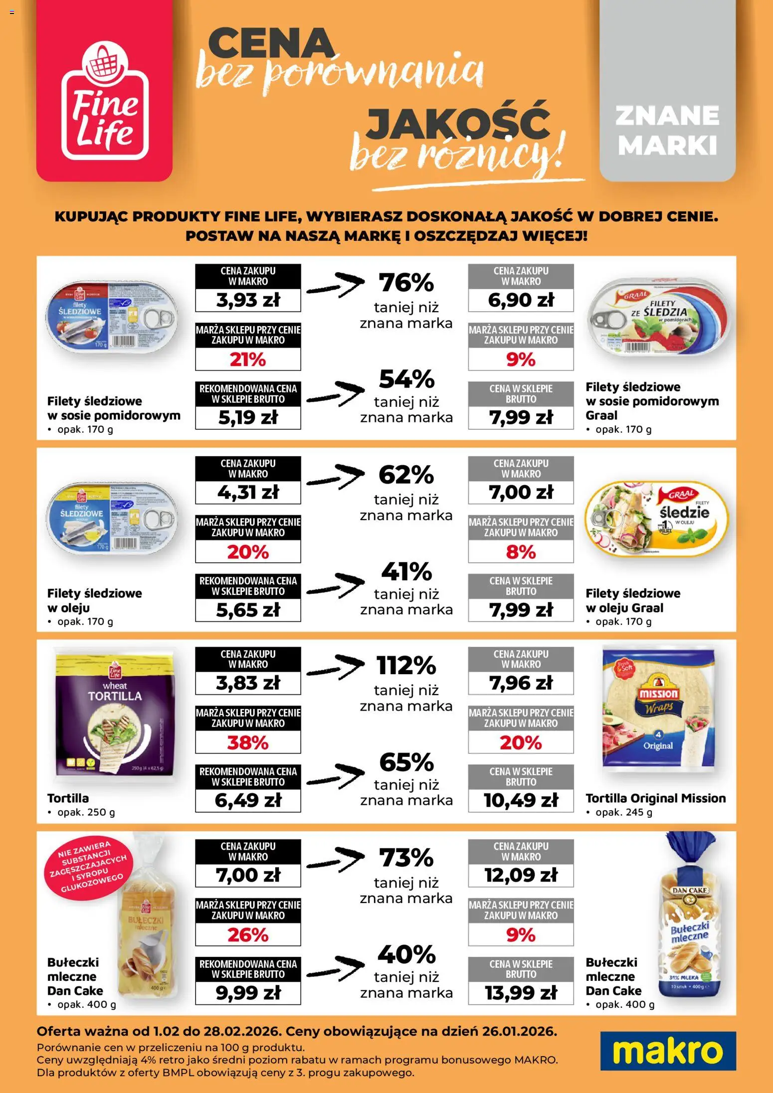 Makro Gazetka - Fine Life od 01.02.2026 | Strona: 1 | Produkty: Mleka, Tortilla