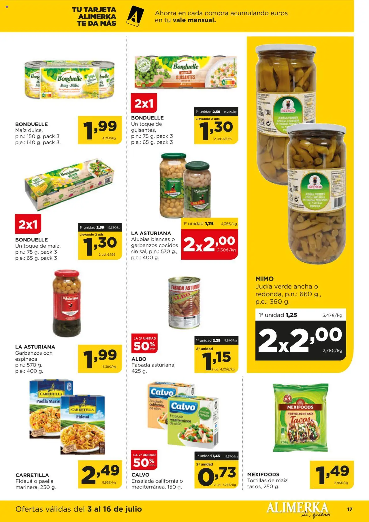 Alimerka folleto Asturias │ válido desde el 03.07.2025 | Página: 18 | Productos: Espinaca, Tacos, Té, Ensalada