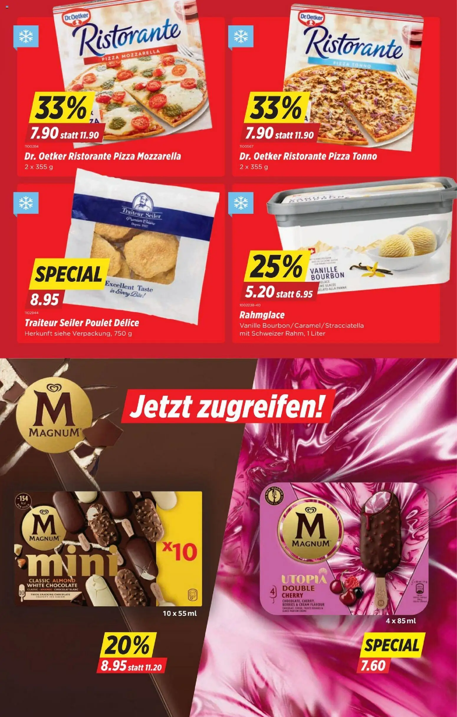 Denner aktionen – gültig ab 16.04.2026 | Seite: 3 | Produkte: En Kommode, Glace, Pizza, Bourbon