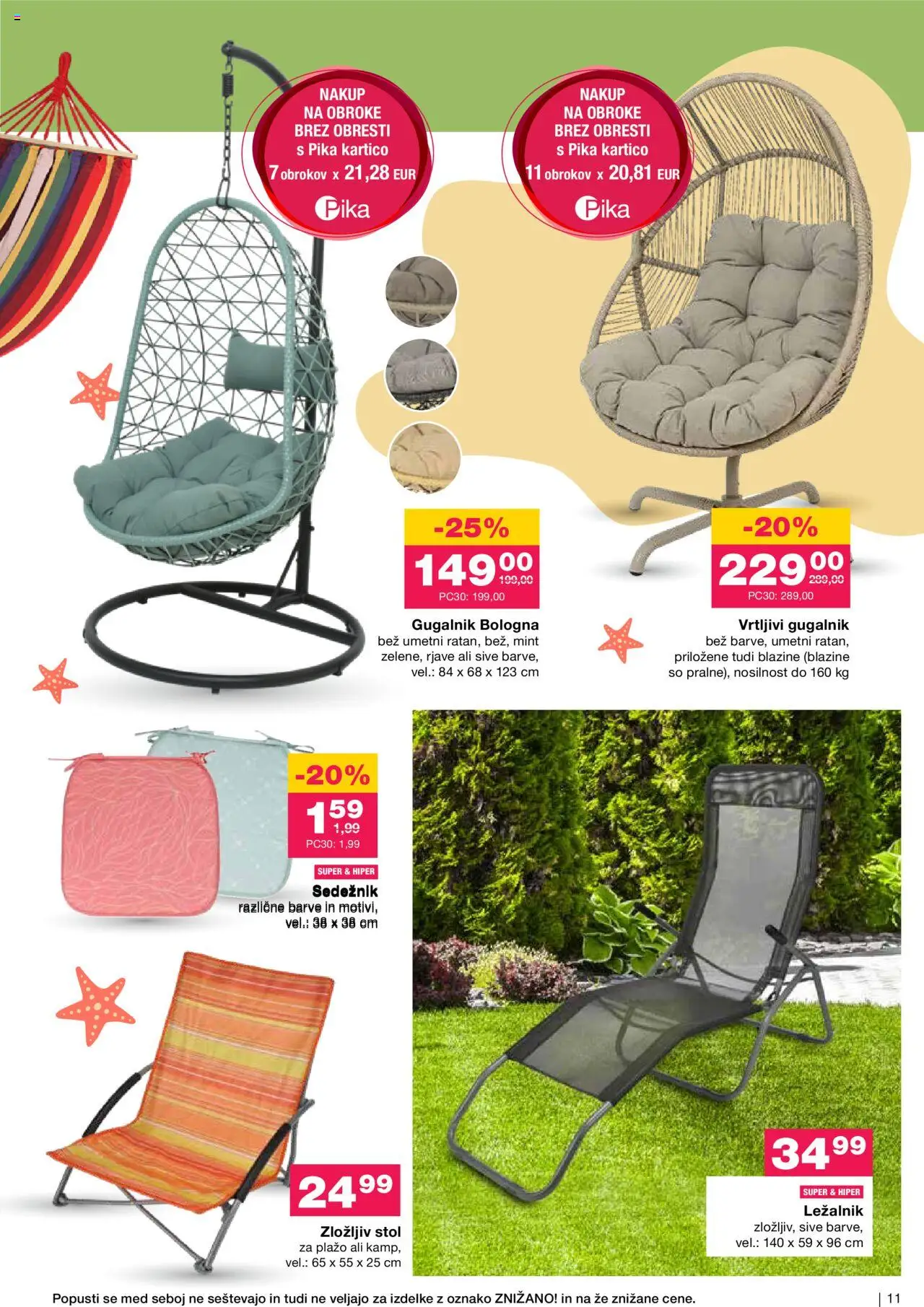 Mercator katalog poletje je tu │ velja od 11.06.2025 | Stran: 11 | Izdelki: Gugalnik, Ležalnik, Stol