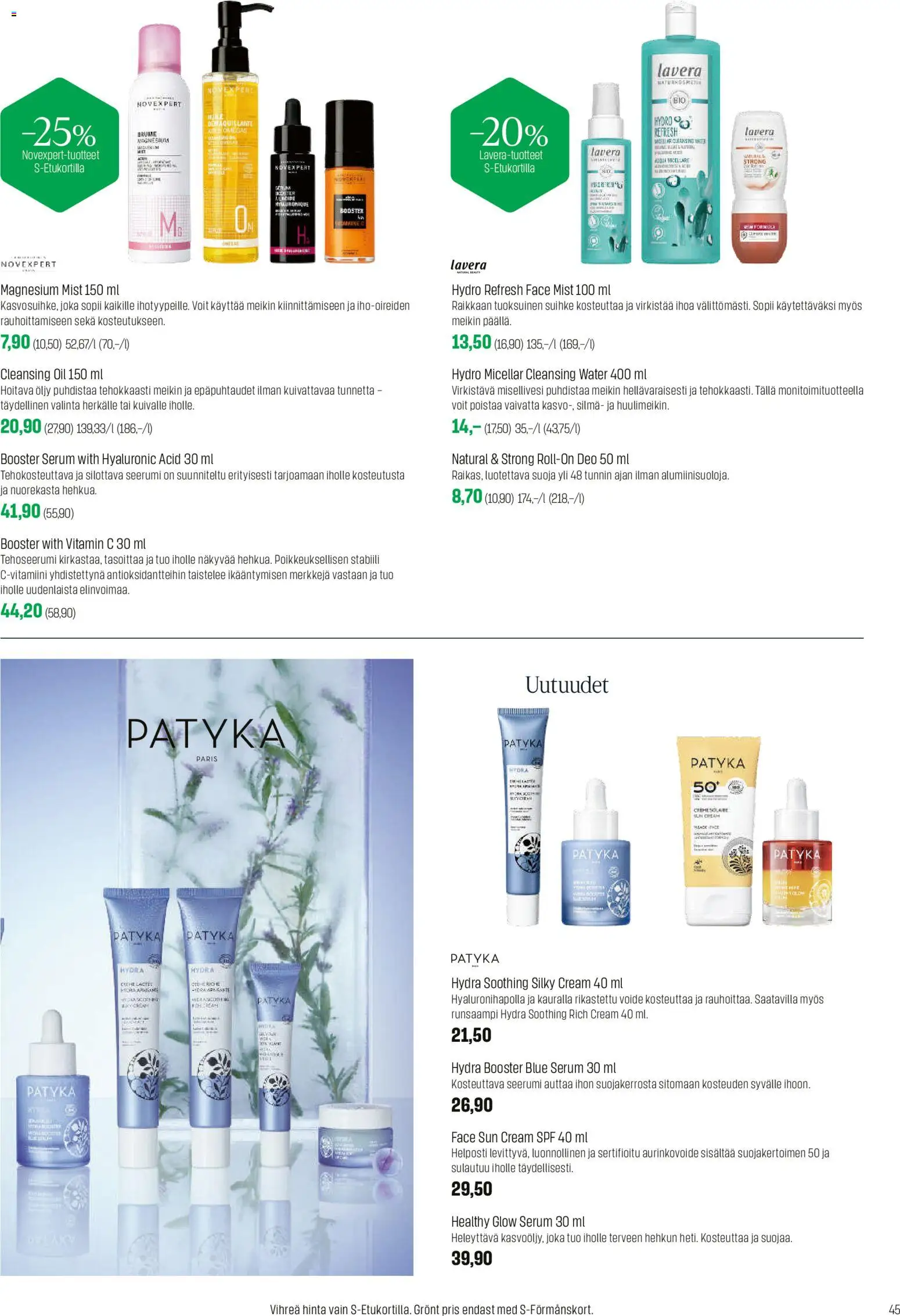 Sokos tarjoukset – voimassa 02.03.2026 alkaen | Sivu: 45 | Tuotteet: Misellivesi, Aurinkovoide, Seerumi, Öljy