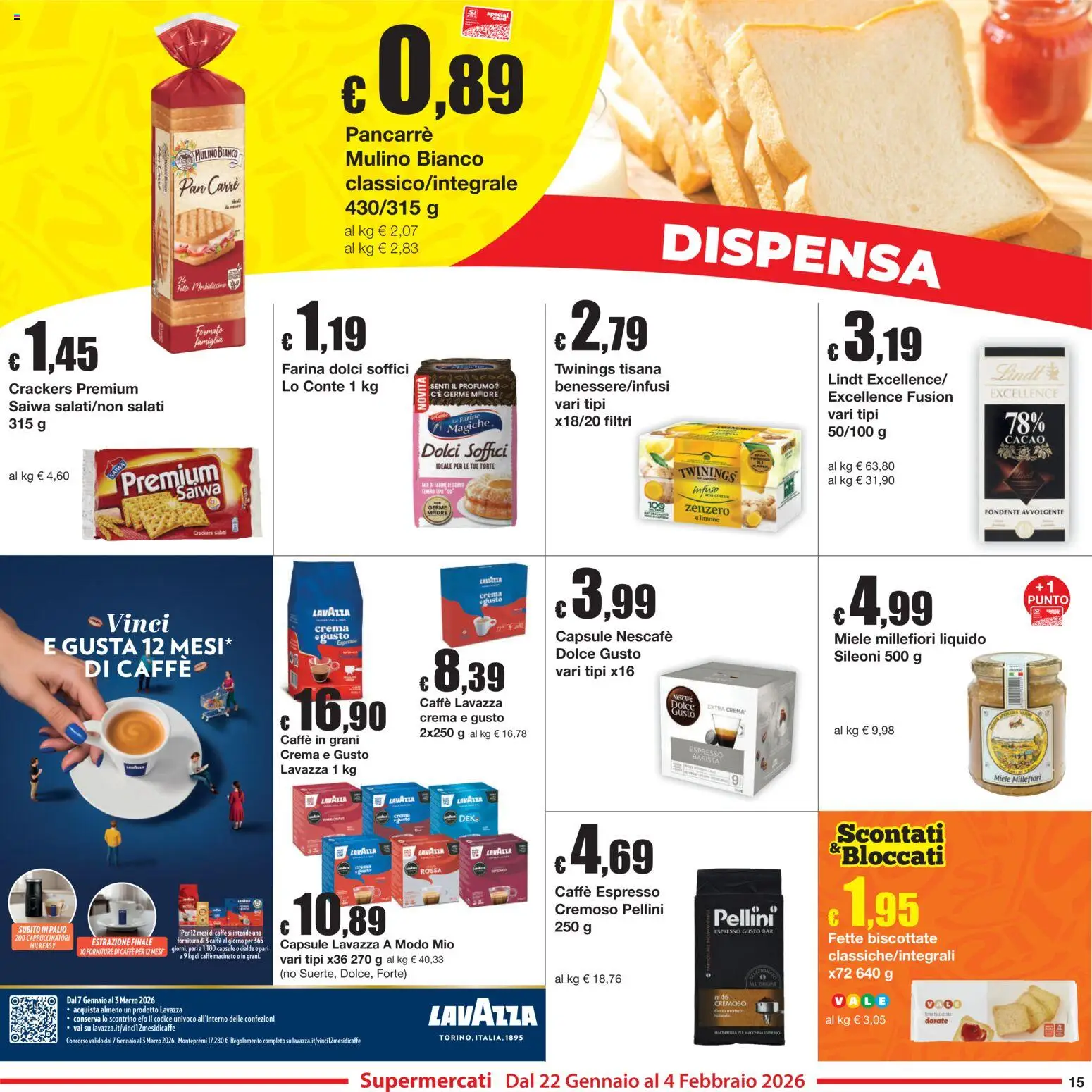 Volantino Sì con Te del 22.01.2026 | Pagina: 15 | Prodotti: Farina, Crackers, Cacao, Macinato