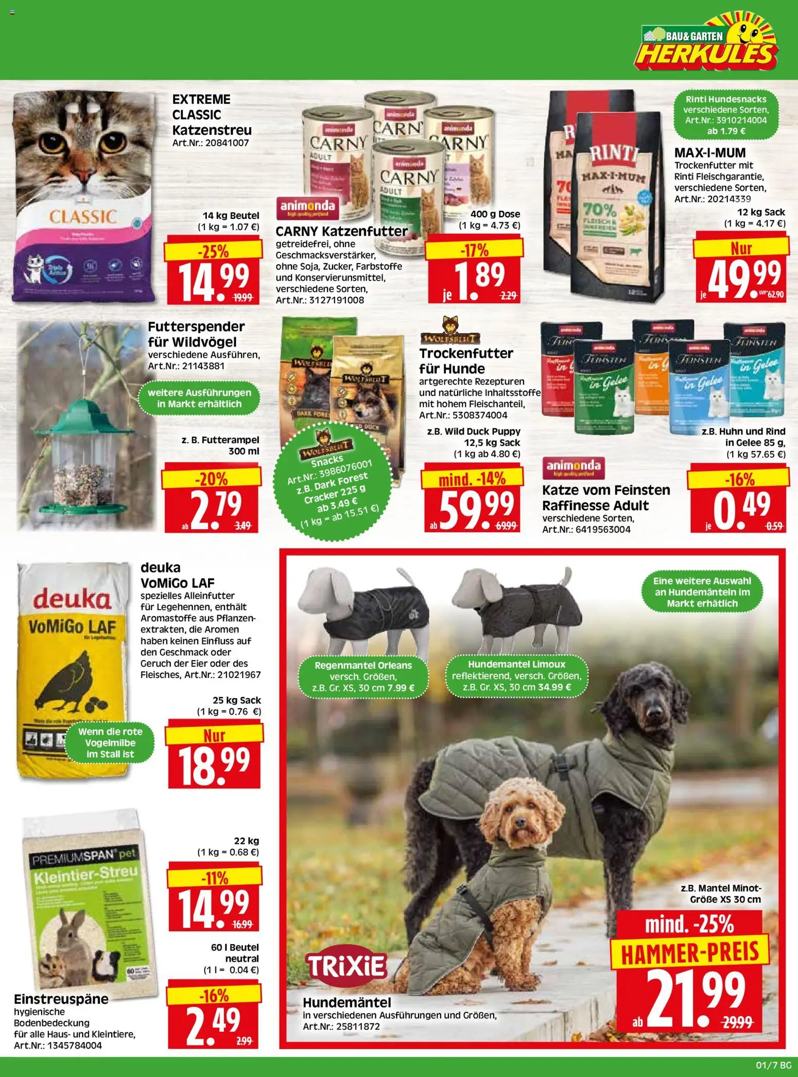 HERKULES - Bau & Garten – gültig ab 29.12.2025 | Seite: 7 | Produkte: Katzenfutter, Eier, Mantel