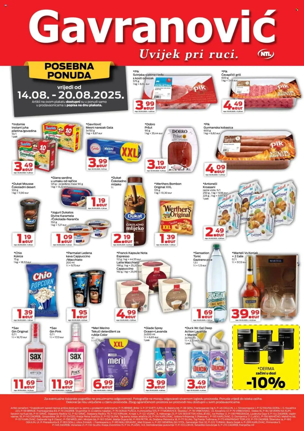 Gavranović katalog | vrijedi od 14.08.2025 | Stranica: 1 | Proizvodi: Govedina, Juha, Noodle, Tekući deterdžent