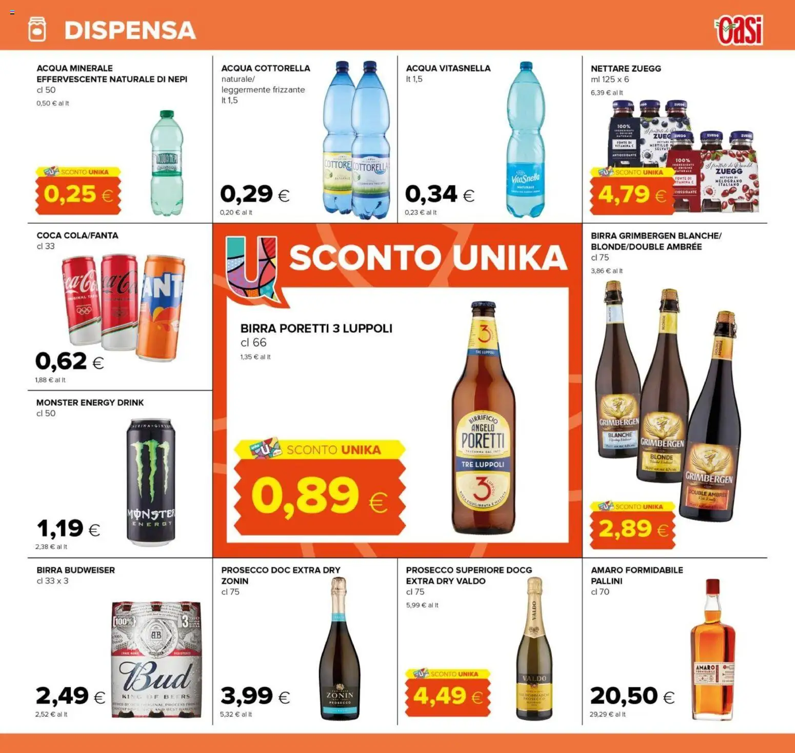 Volantino Oasi del 29.01.2026 | Pagina: 13 | Prodotti: Birra, Acqua, Acqua minerale, Amaro