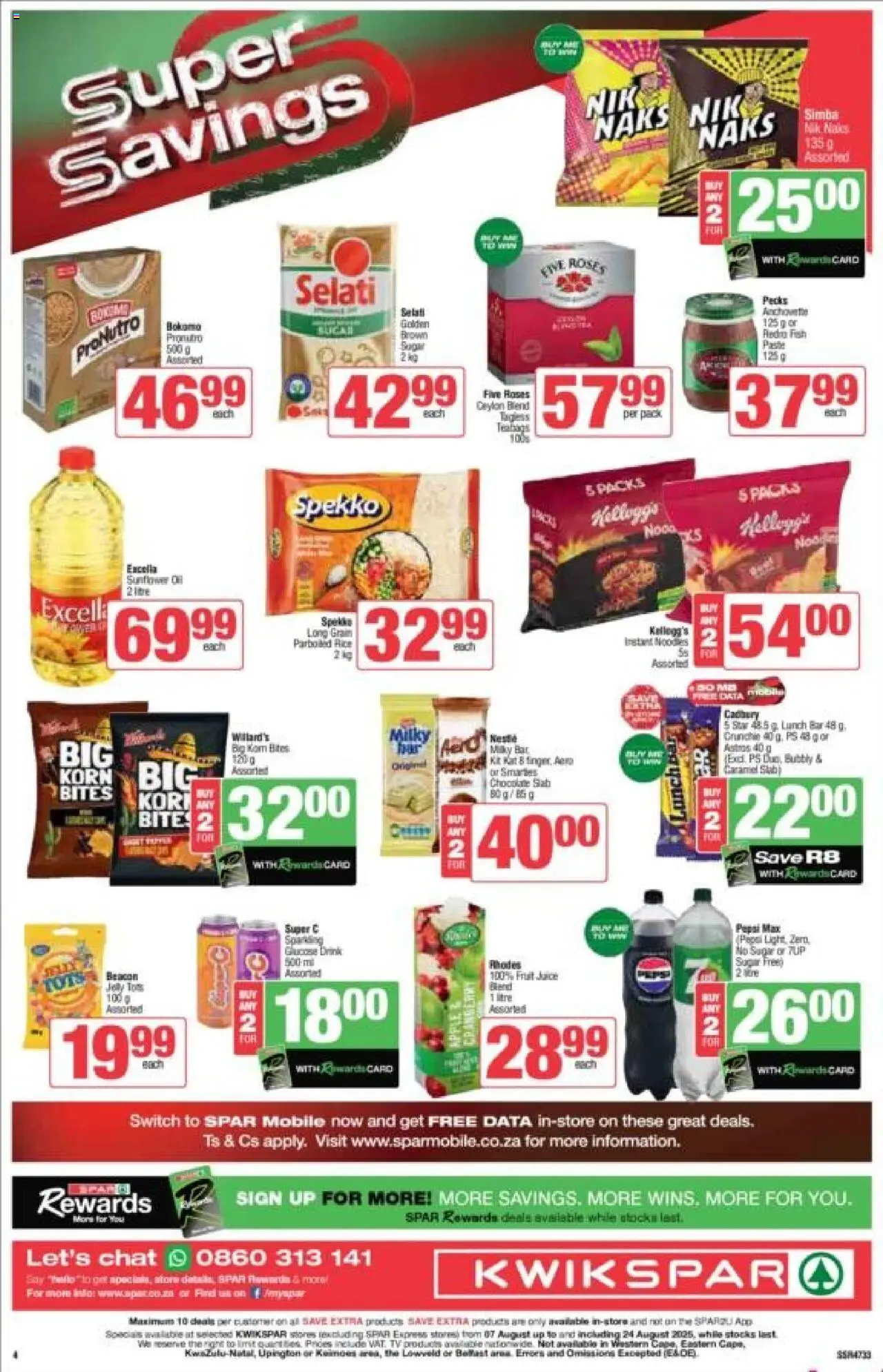 KWIKSPAR - Gauteng - Weekly Specials │ valid from 07.08.2025 | Page: 1 | Products: TV, Chocolate, Sugar, Caramel
