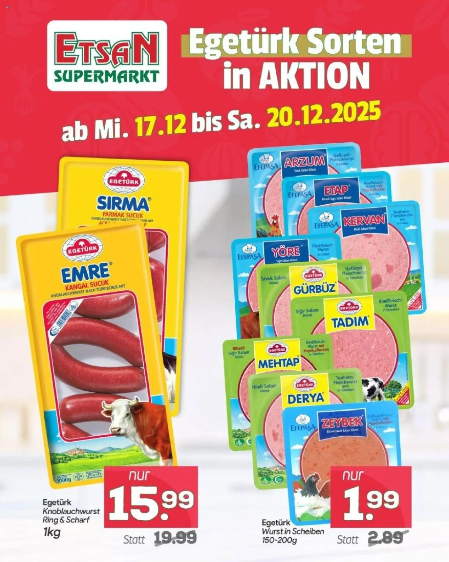 ETSAN Obst und Gemüse gültig ab 19.12.2025 | Seite: 4 | Produkte: Wurst, Rindfleisch