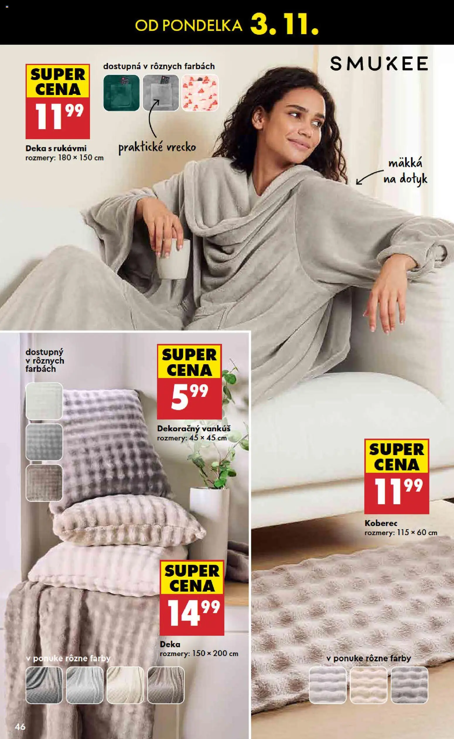 Nové Biedronka akcie – leták je platný od 30.10.2025 | Strana: 46 | Produkty: Vankúš, Koberec