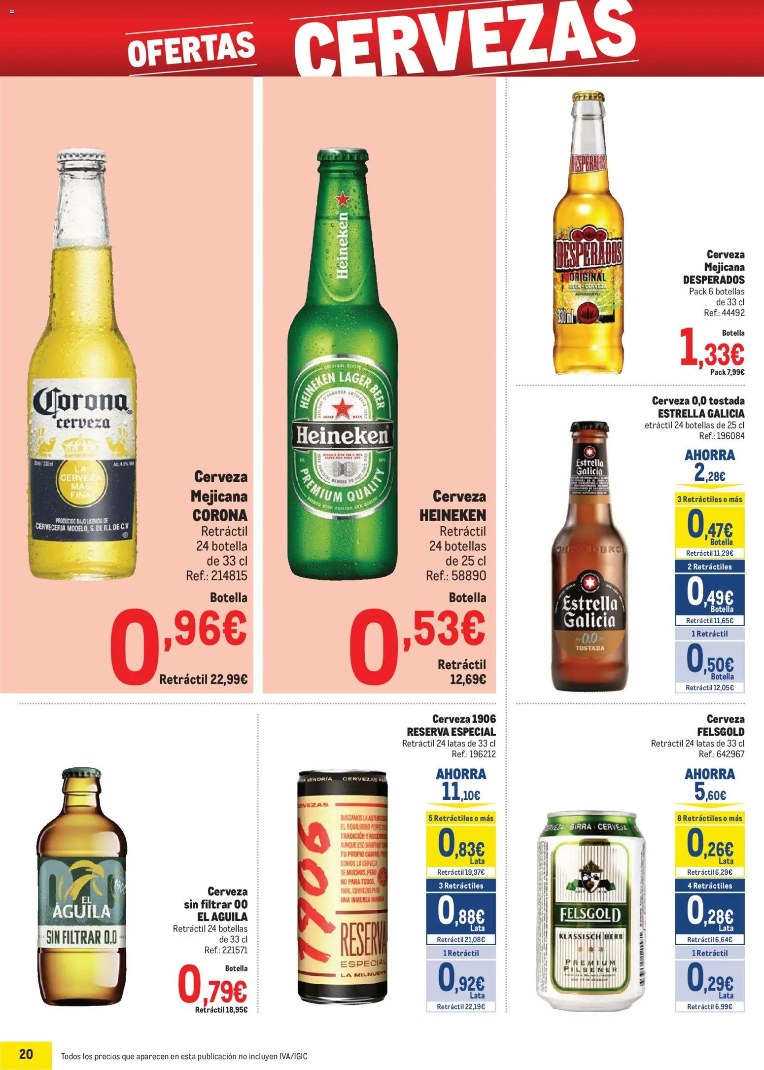 Makro - Precios Canarias │ válido desde el 06.01.2026 | Página: 20 | Productos: Cerveza, Παρμεζάνα, Σπανάκι