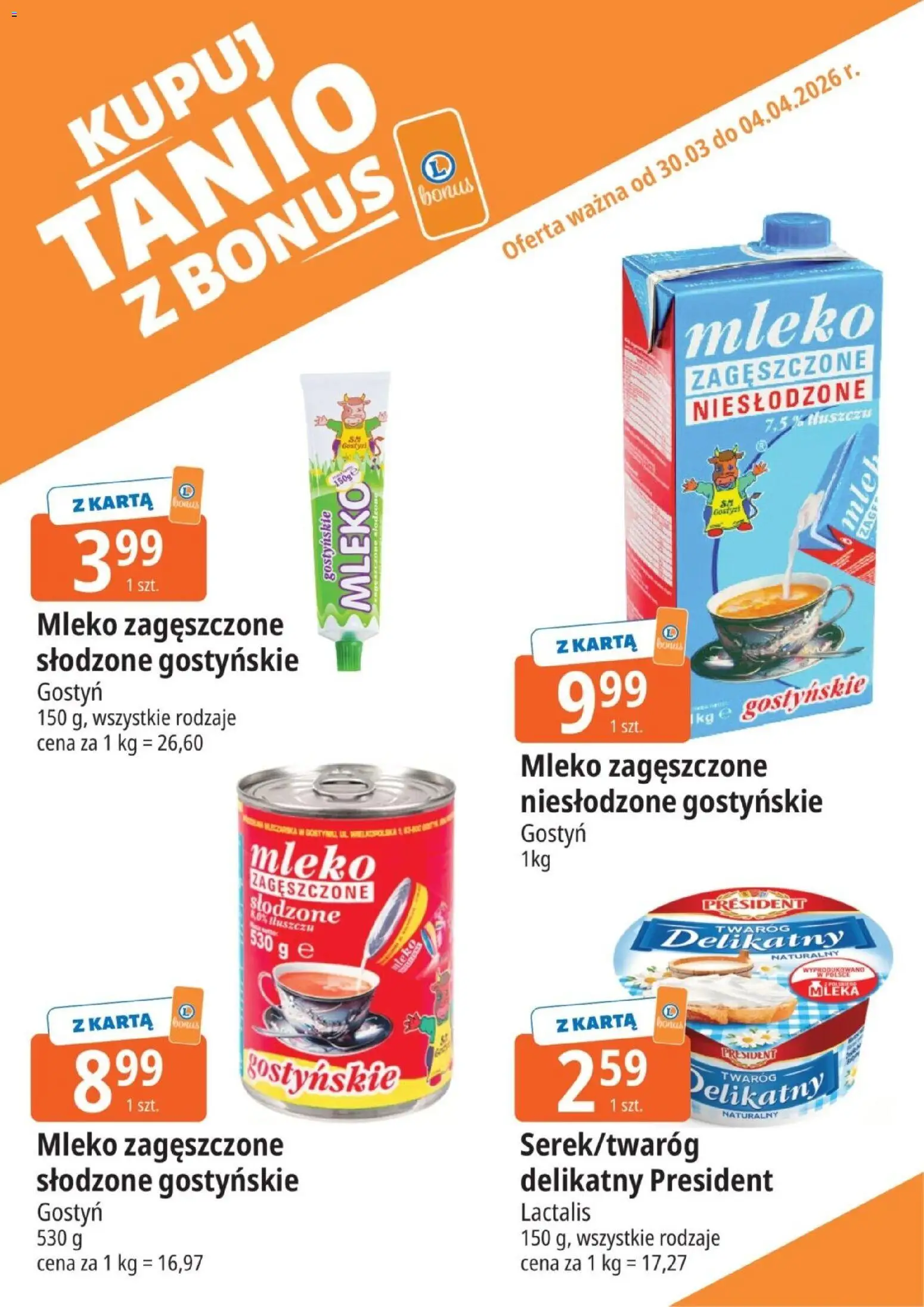 E.Leclerc gazetka - Kupony dodatkowe od 30.03.2026 | Strona: 3 | Produkty: Karta, Mleko zagęszczone niesłodzone, Mleka, Mleko