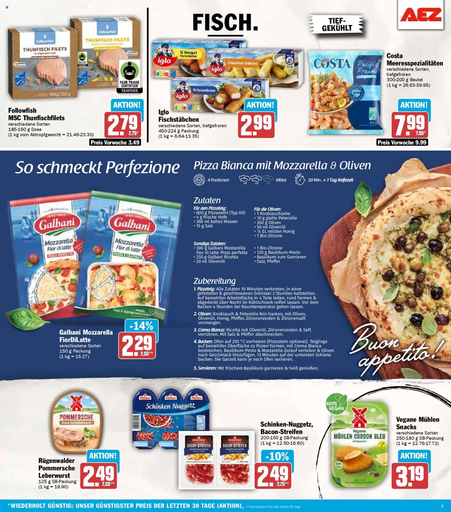 AEZ Prospekt 	 – gültig ab 17.11.2025 | Seite: 7 | Produkte: Fischstabchen, Wasser, Knoblauch, Schinken