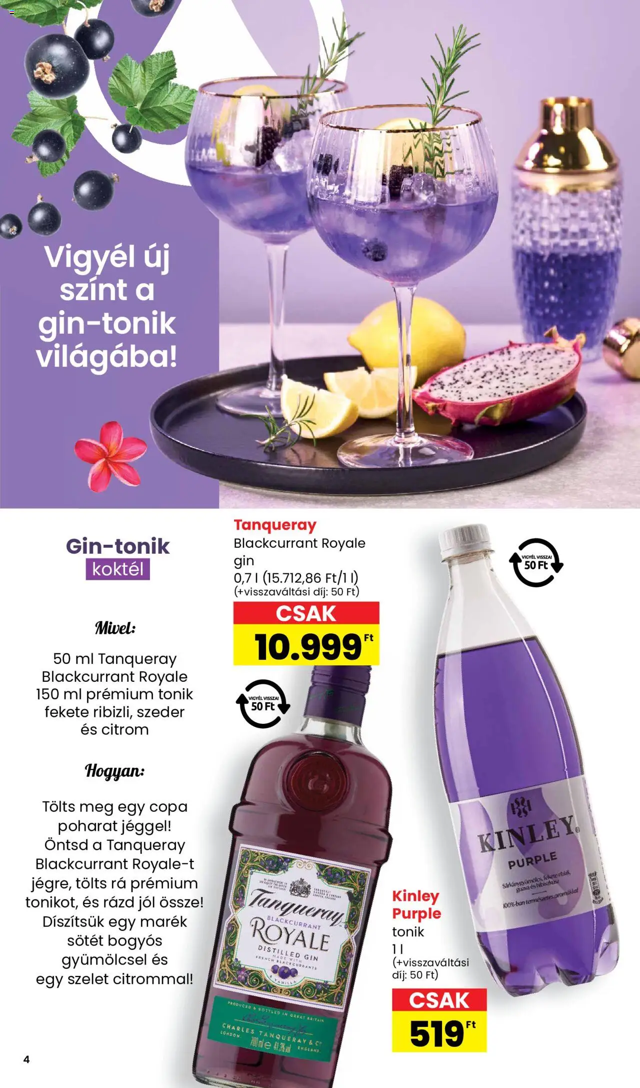 Interspar akciós ujság - amely érvényes a következő dátumtól: 26.06.2025 | Oldal: 4 | Termékek: Tonic, Szeder, Gin, Citrom