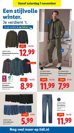 ESMARA MEN 3 herenboxers, 3 herenboxers. Maten: M t/m XL - Voorbeeld van een folder van Lidl, geldig van 27.10.2025 | Pagina: 34 | Producten: Sweatshirt, Shirt, Herenboxers, Sweater