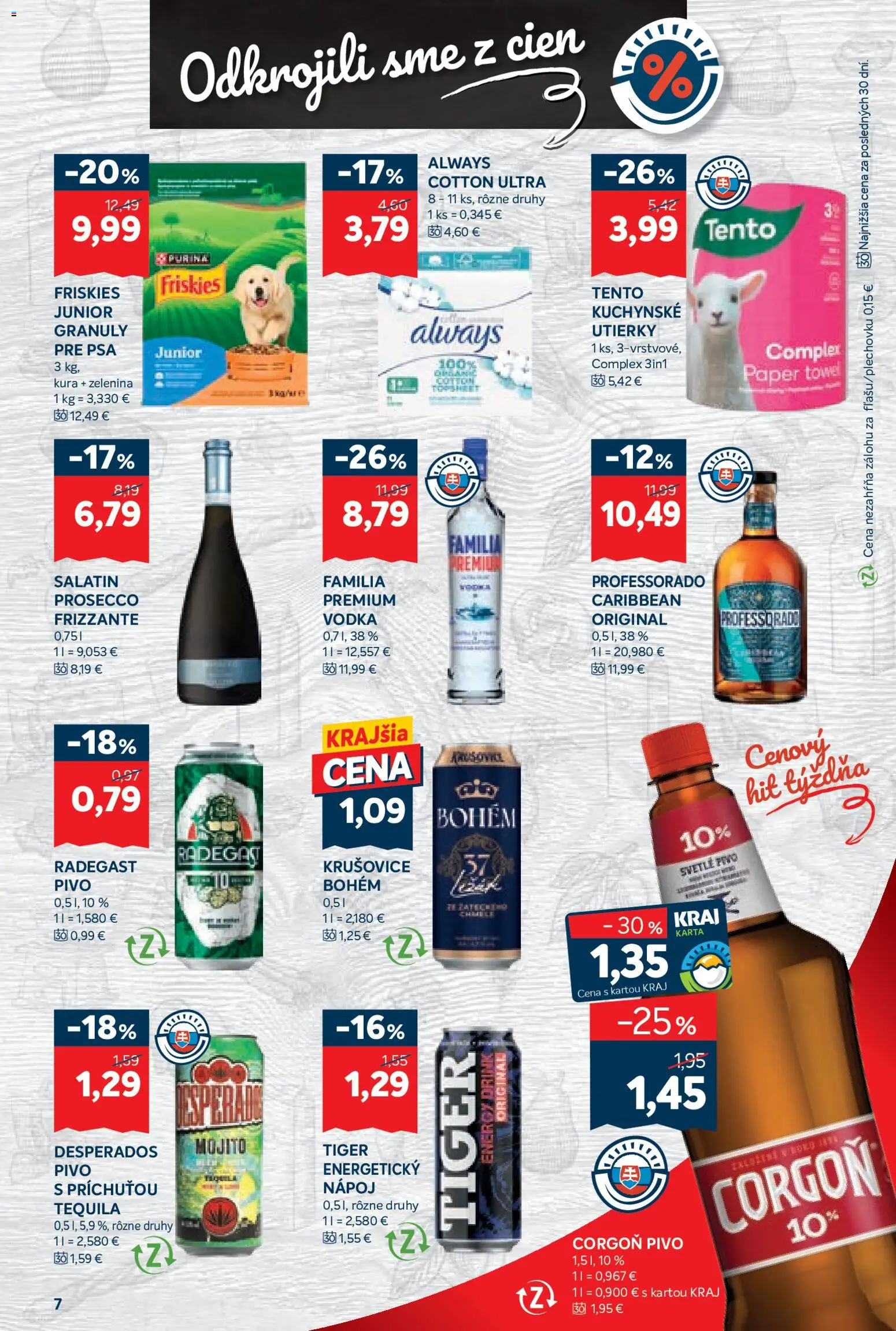 Nové Kraj akcie – leták je platný od 12.03.2026 | Strana: 13 | Produkty: Desperados, Prosecco, Krušovice, Corgoň