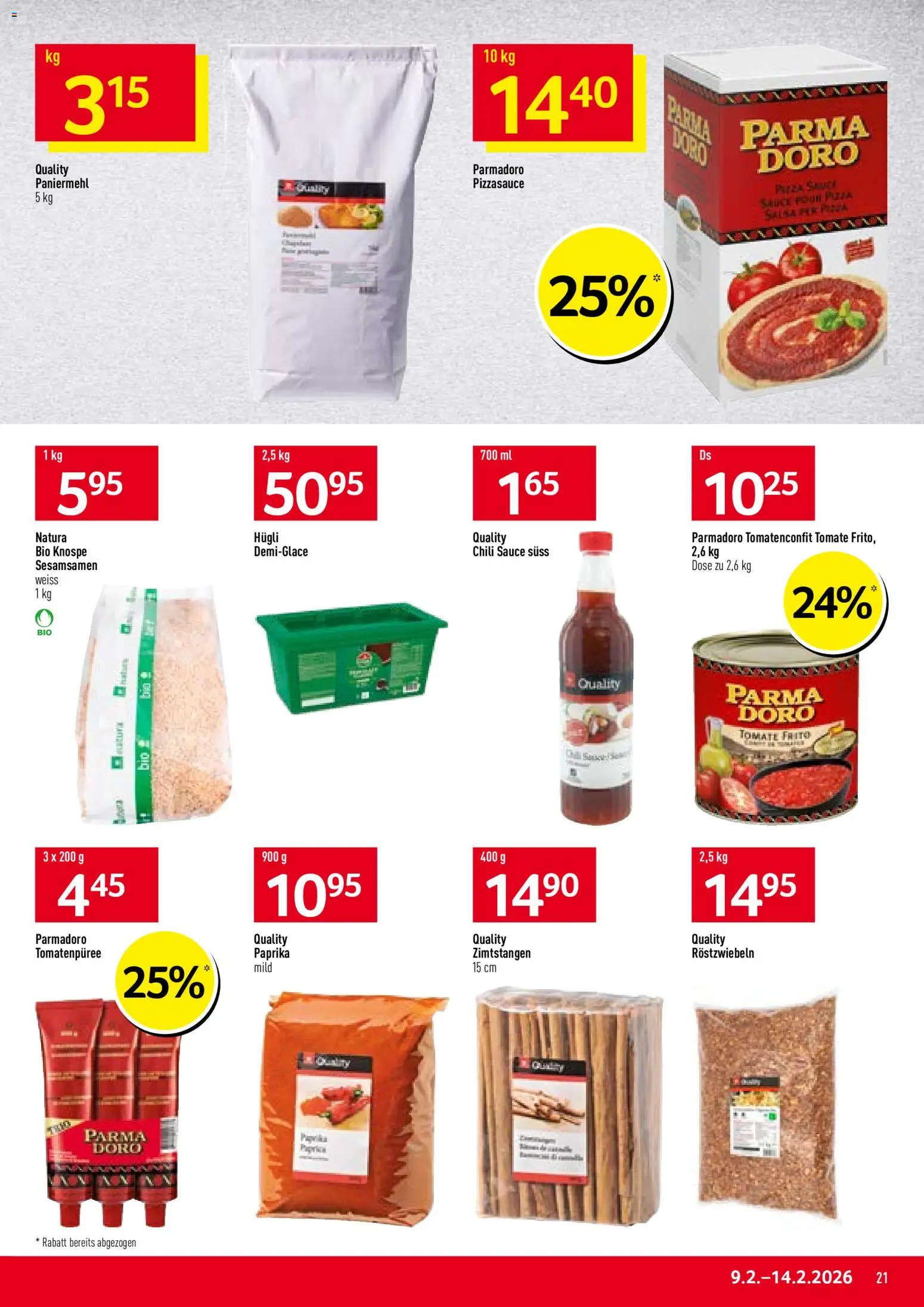 Prodega Aktionen – gültig ab 09.02.2026 | Seite: 21 | Produkte: Tomatenpüree, Pizza, Chili