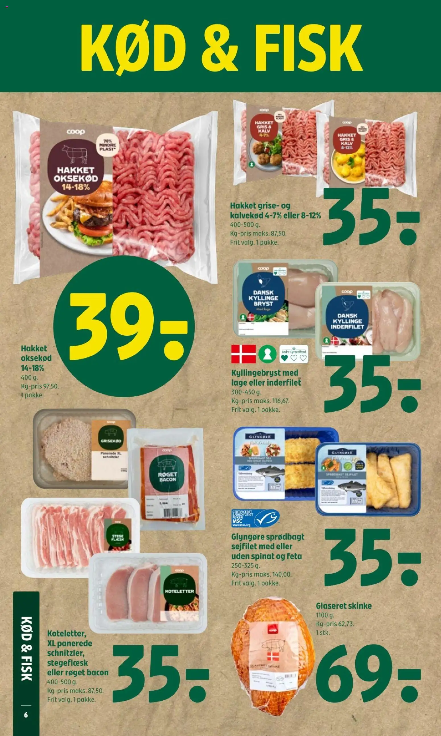 Coop 365 tilbudsavis – gyldig fra 22.01.2026 | Side: 8 | Produkter: Skinke, Koteletter, Oksekød, Bacon