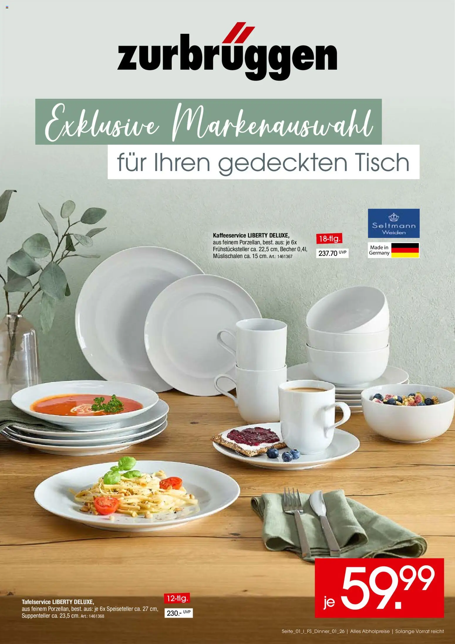 Zurbrüggen Tischgeschirr Spezial – gültig ab 10.03.2026 | Seite: 1 | Produkte: Tisch