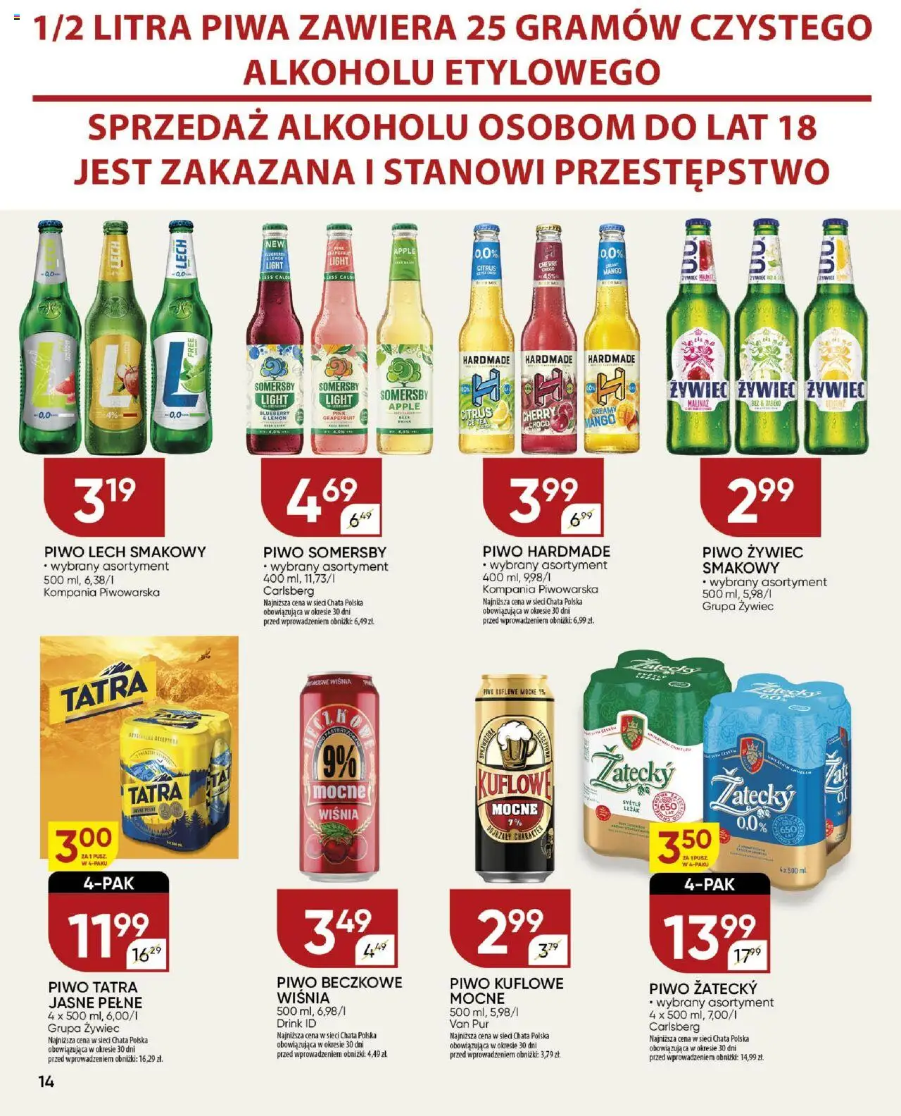 Chata Polska Gazetka od 09.10.2025 | Strona: 14 | Produkty: Mango, Ice Tea, Leżak, Somersby