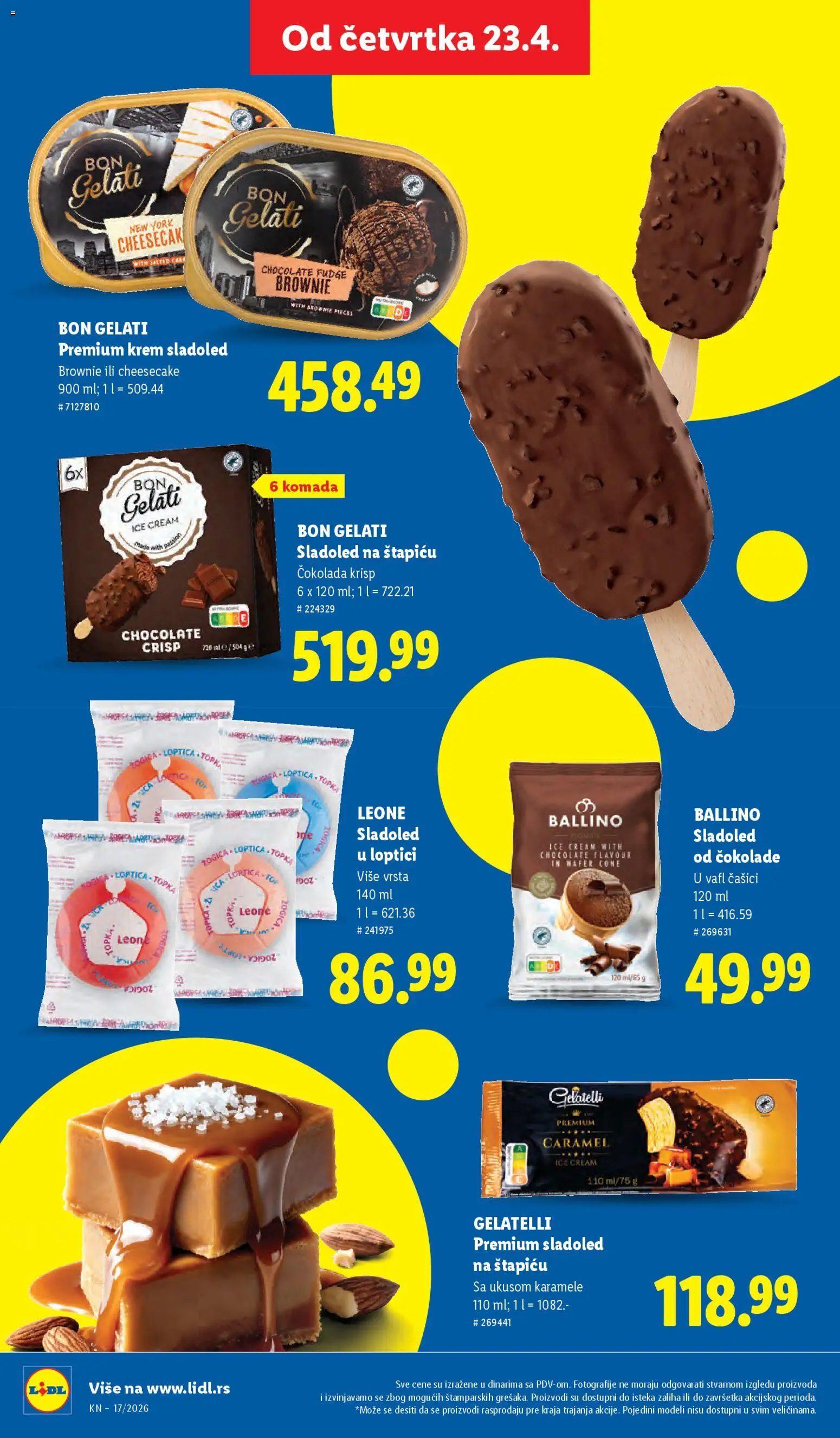 Lidl katalog - važi od 23.04.2026 | Strana: 50 | Proizvode: Sladoled, Brownie, Cheesecake, Čokolada