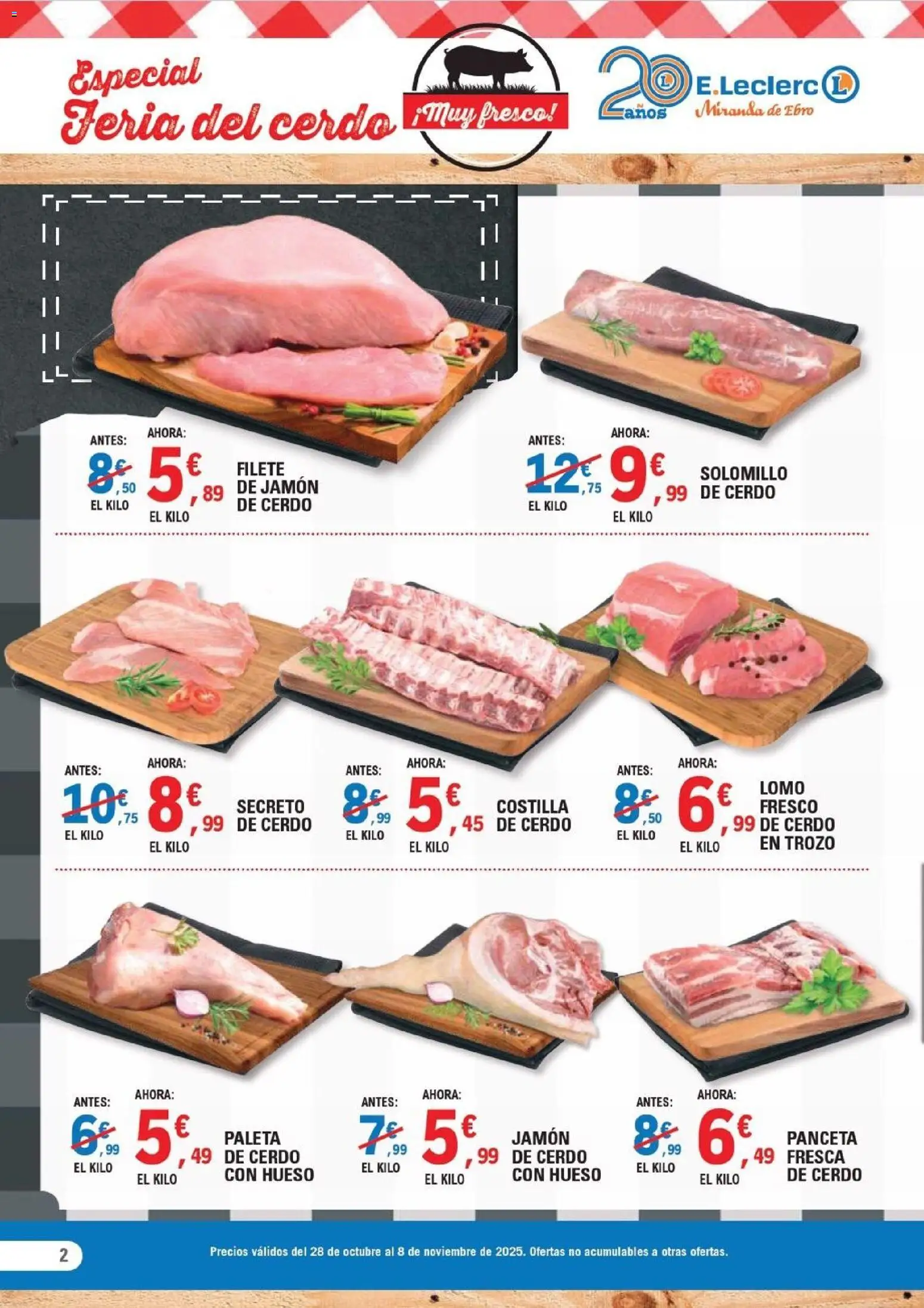 E.Leclerc folleto │ válido desde el 28.10.2025 | Página: 2 | Productos: Ηλεκτρικός φούρνος, Jamón, Cerdo, Filete