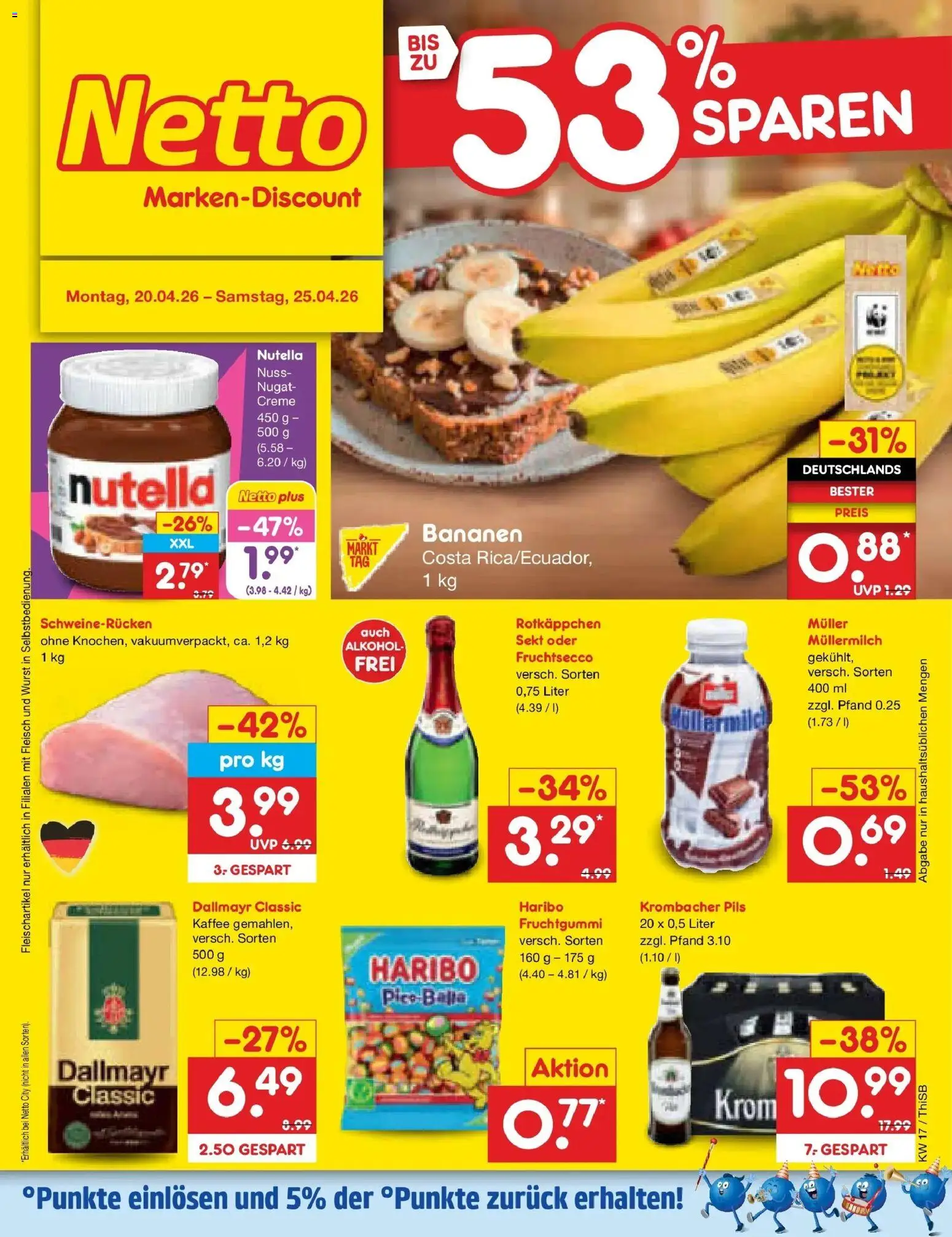 Netto Marken-Discount Prospekt Pirna	 – gültig ab 20.04.2026 | Seite: 1 | Produkte: Haribo, Fruchtsecco, Krombacher, Müllermilch
