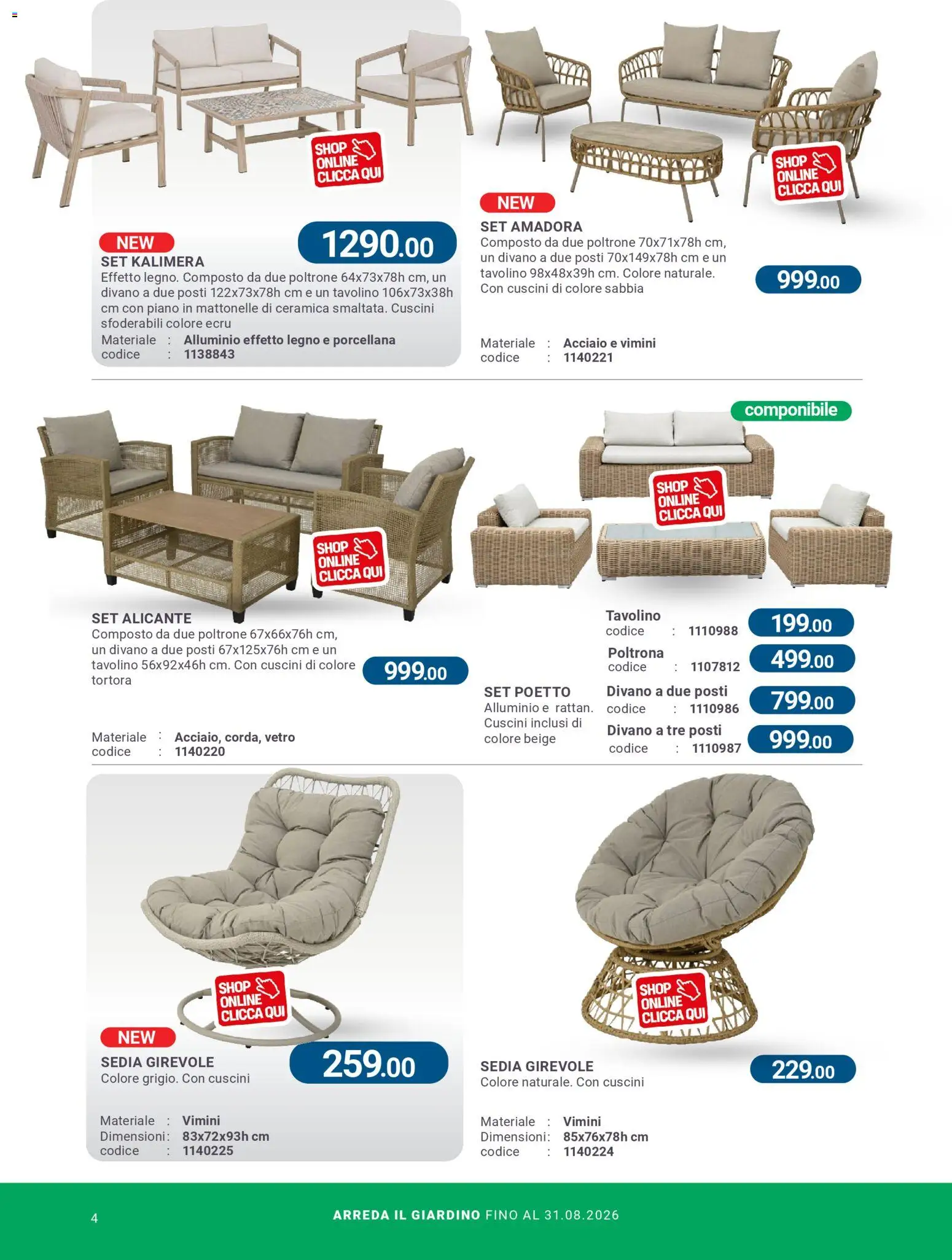 Volantino CFadda del 08.04.2026 | Pagina: 4 | Prodotti: Tavolino, Alluminio, Poltrona, Sedia