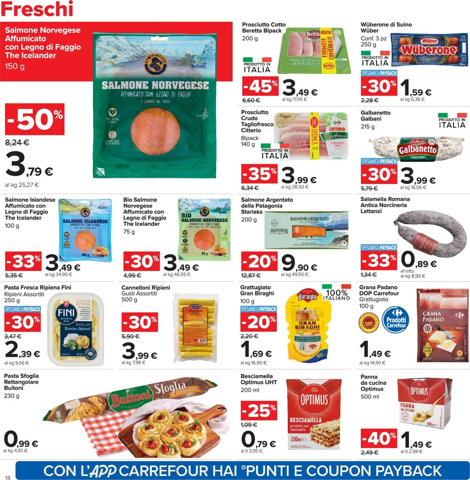 Volantino Carrefour del 24.03.2026 | Pagina: 18 | Prodotti: Prosciutto Crudo, Prosciutto Cotto, Pasta sfoglia, Pasta