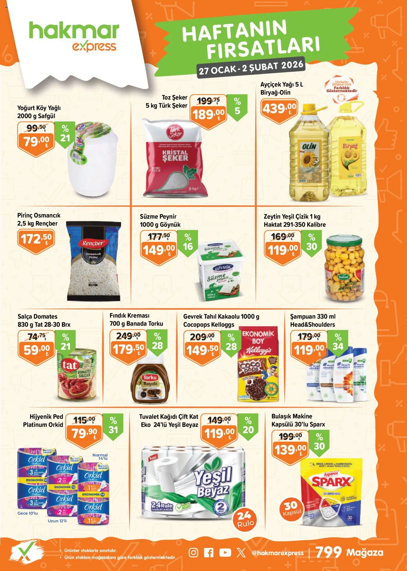 Hakmar Express Katalog - 27.01.2026 tarihinden itibaren geçerlidir | Sayfa: 1 | Ürünler: Hijyenik ped, Yoğurt, Limon, Süzme peynir