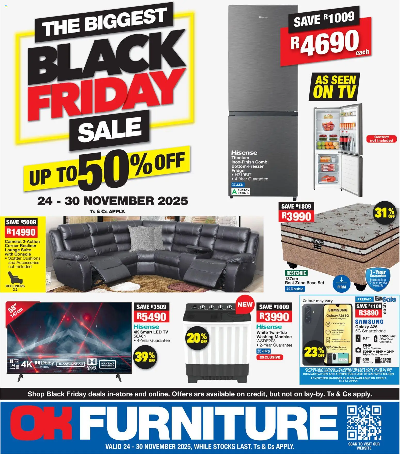 New OK Furniture catalogue – valid from 24.11.2025 | Page: 1 | Products: Data, Smartphone, Camera, Fridge