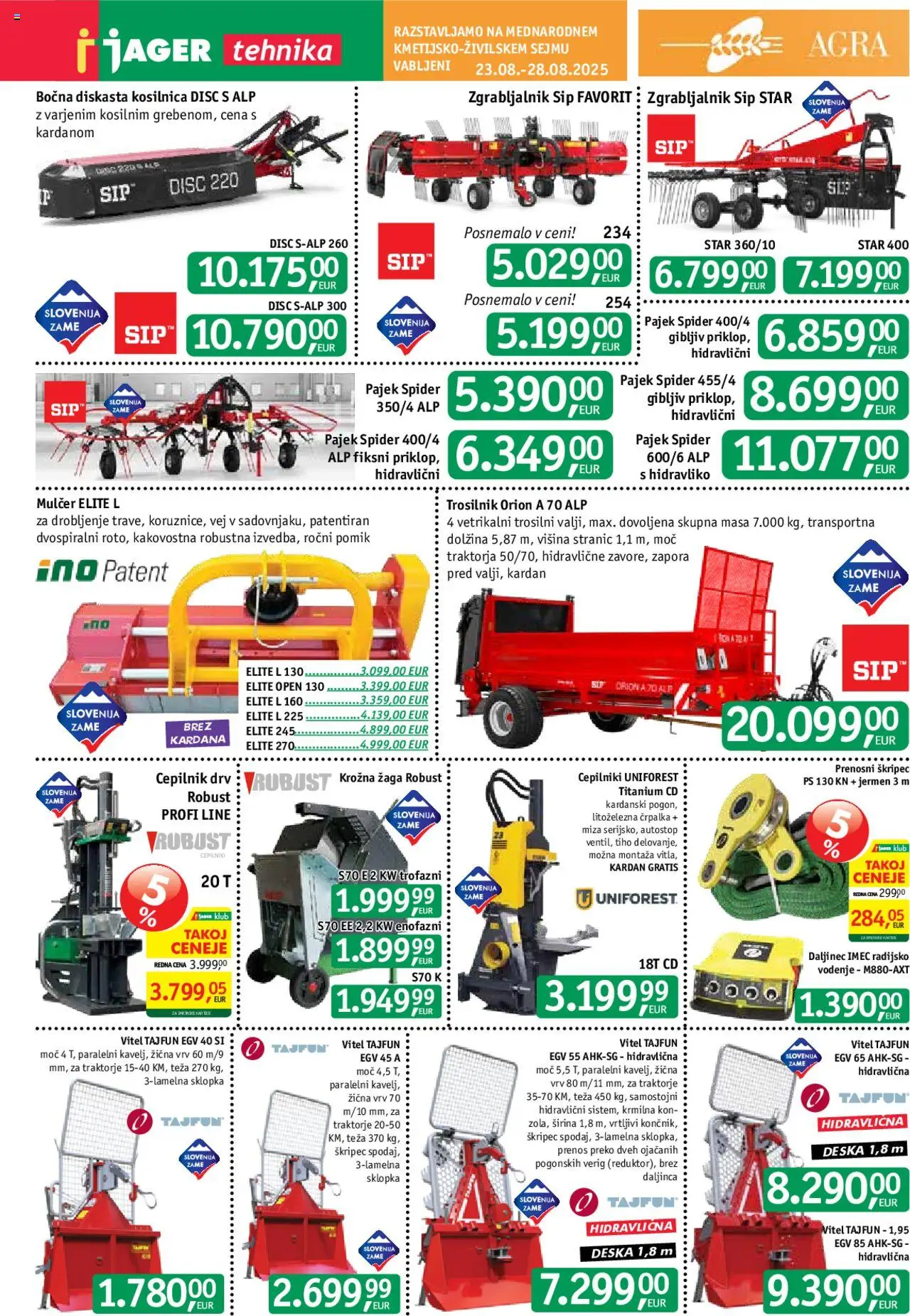 Jager katalog tehnika │ velja od 20.08.2025 | Stran: 12 | Izdelki: Teza, Kosilnica, Miza, Krožna žaga