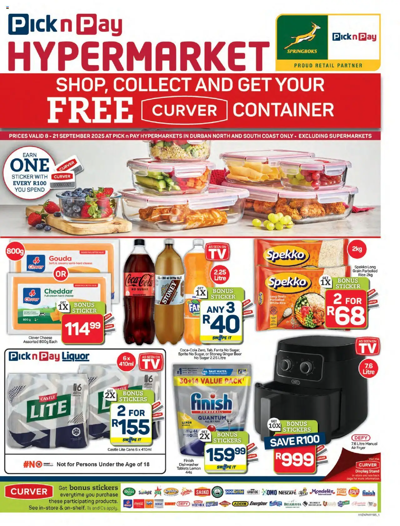 New Pick n Pay catalogue – valid from 08.09.2025 | Page: 1 | Products: Fryer, Rice, Stoney, Cream