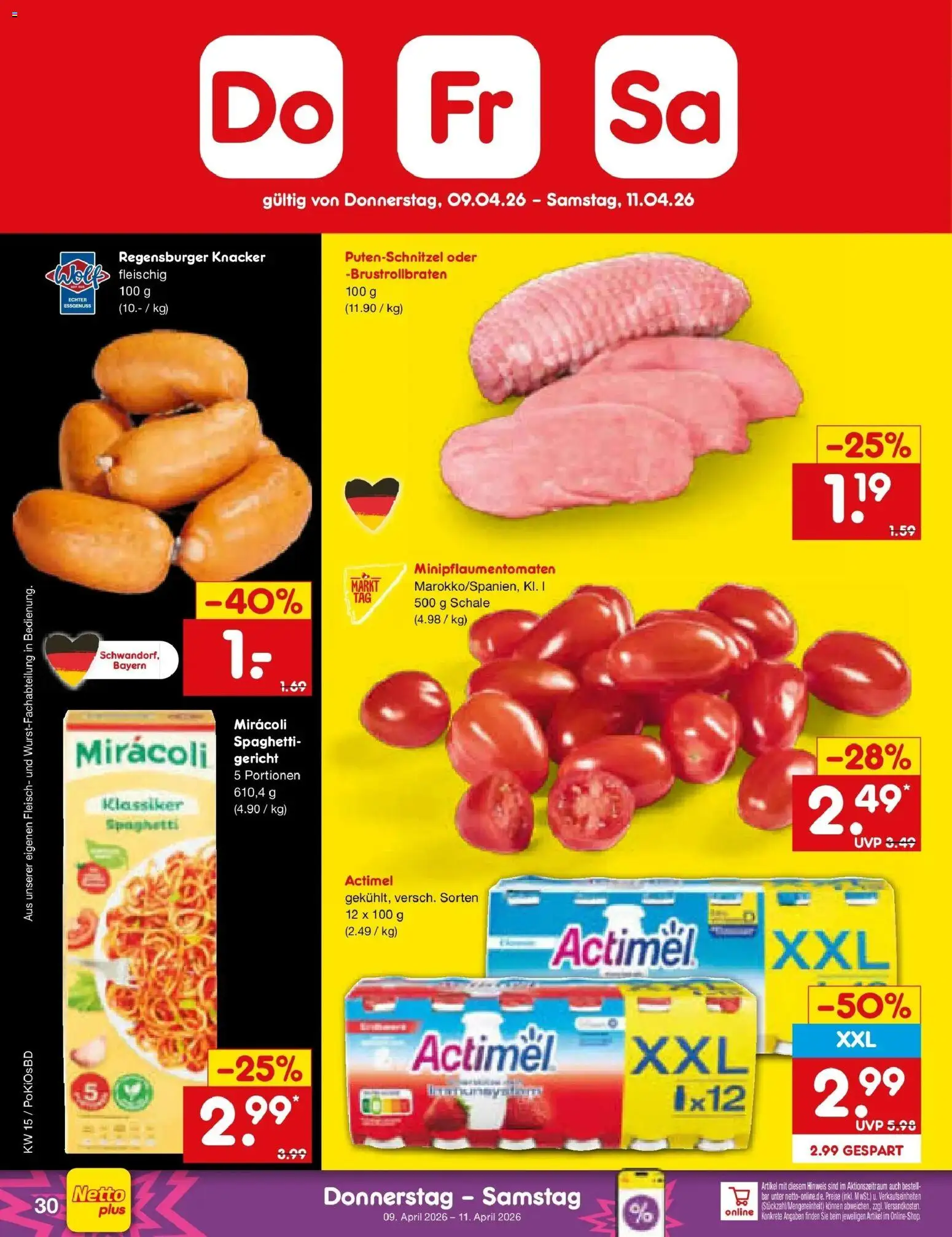 Netto Marken-Discount Prospekt Selb	 – gültig ab 05.04.2026 | Seite: 40 | Produkte: Actimel, Putenschnitzel, Fleisch