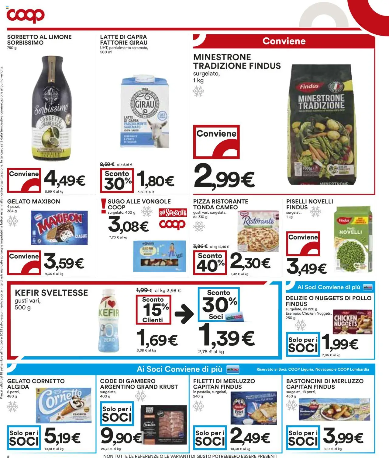 Volantino COOP del 18.09.2025 | Pagina: 8 | Prodotti: Gelato, Sorbetto, Limone, Sugo