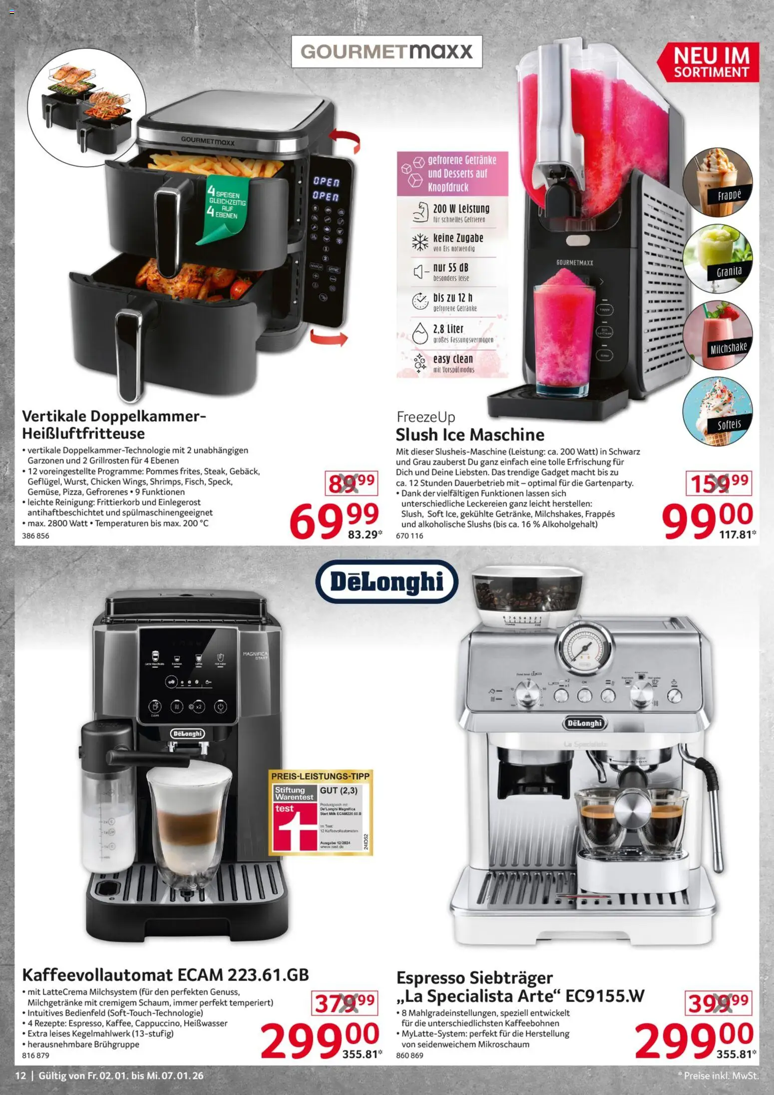 Selgros - Non Food – gültig ab 02.01.2025 | Seite: 12 | Produkte: De Longhi, Pommes, Kaffeevollautomat, Heißluftfritteuse