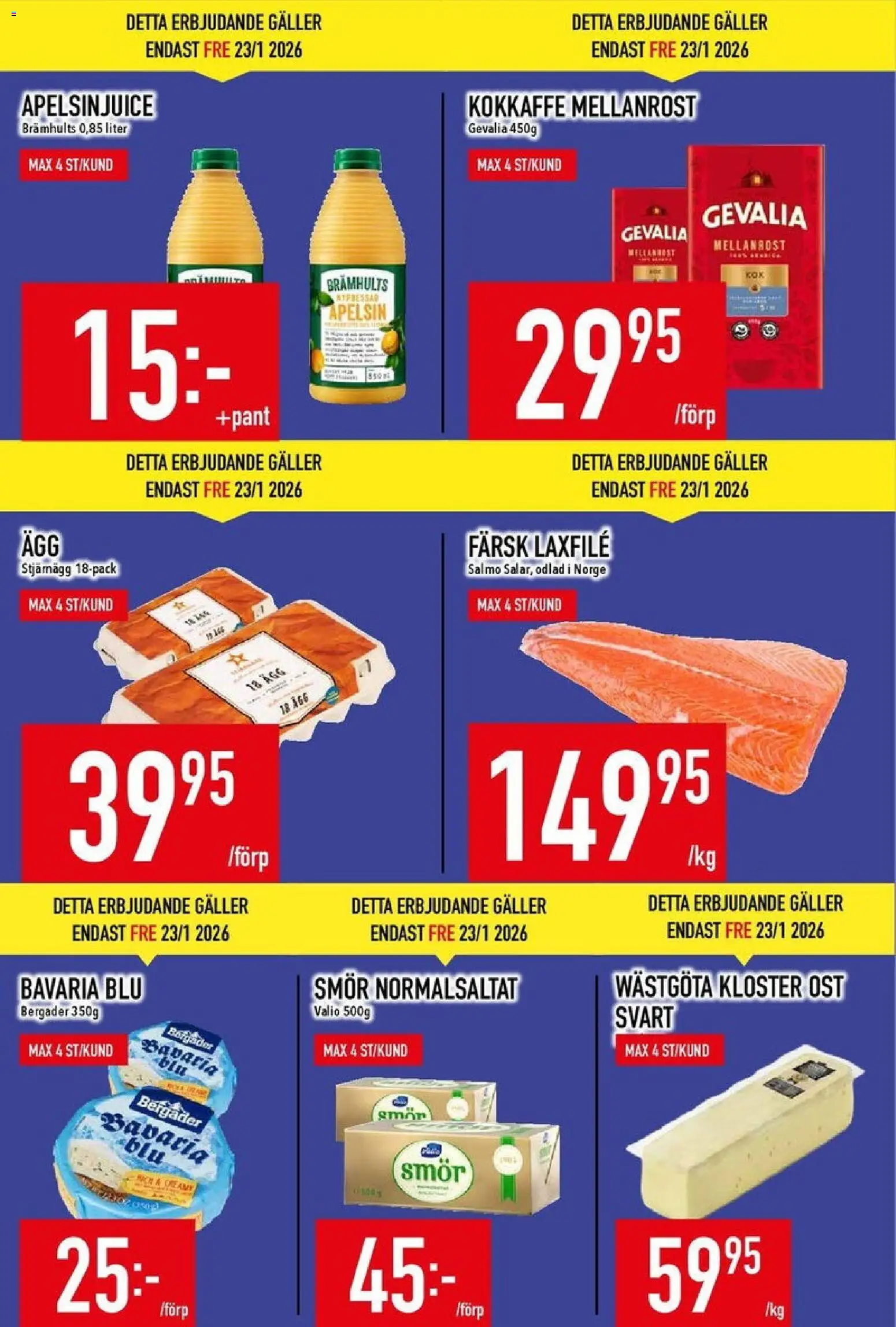 Matdax reklamblad aktuell från 19.01.2026 | Sida: 4 | Produkter: Galler, Smör, Ost, Ägg