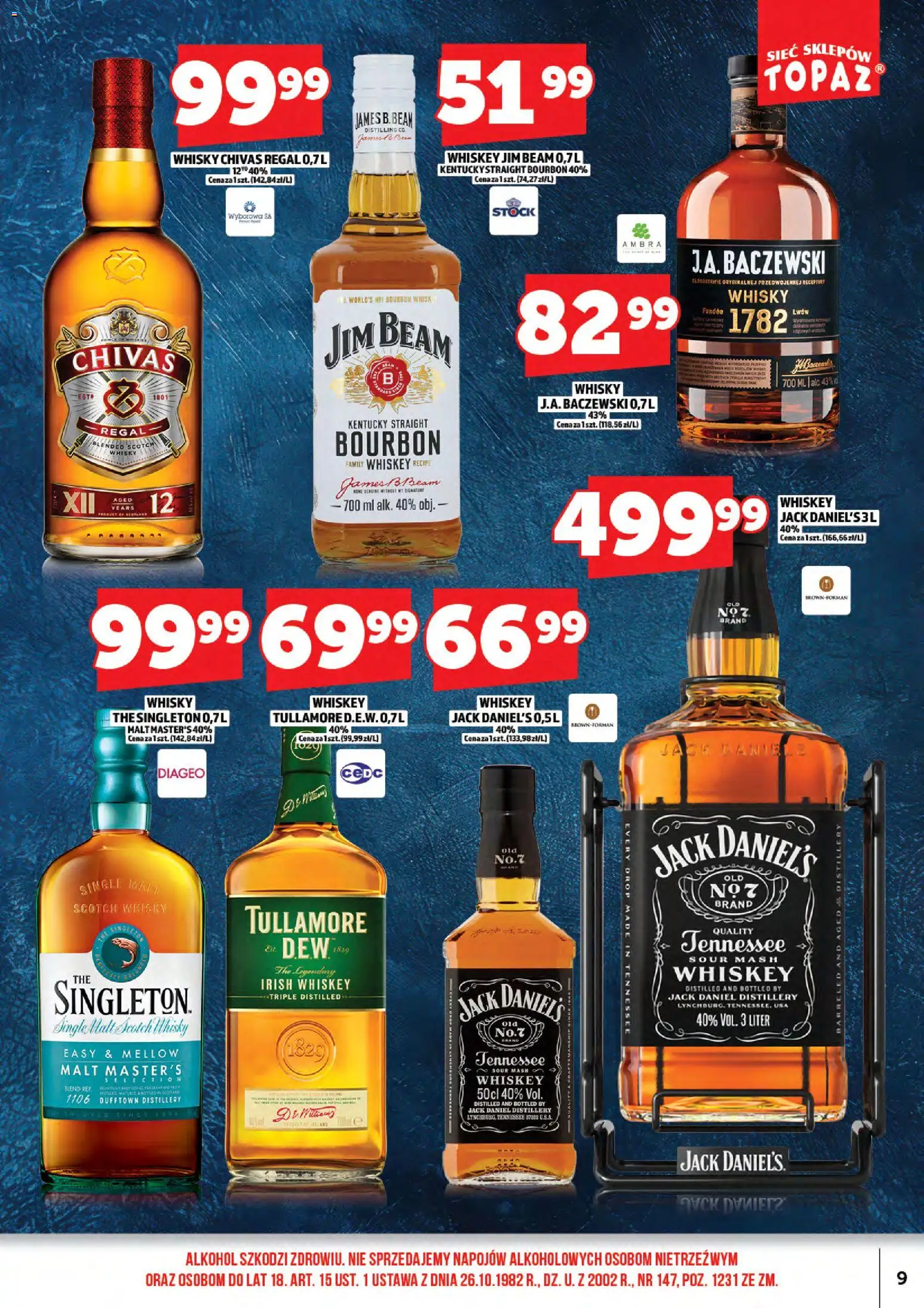Topaz gazetka alkoholowa od 01.04.2026 | Strona: 11 | Produkty: Chivas Regal, Jim Beam, Alkohol, Whisky