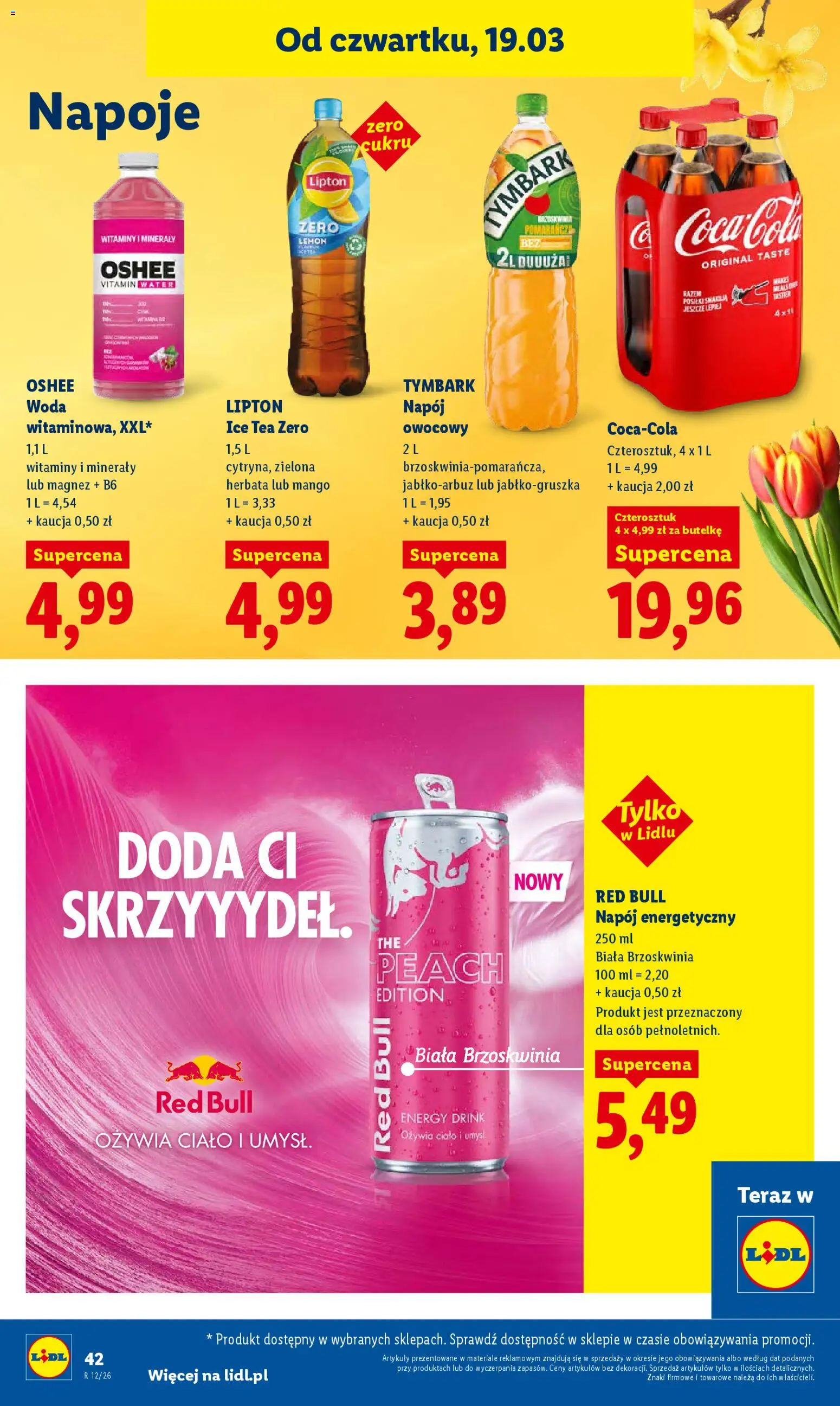 Lidl Polsko leták od 19.03.2026 | Strana: 42 | Produkty: Minerály, Red Bull, Ice tea, Energy drink