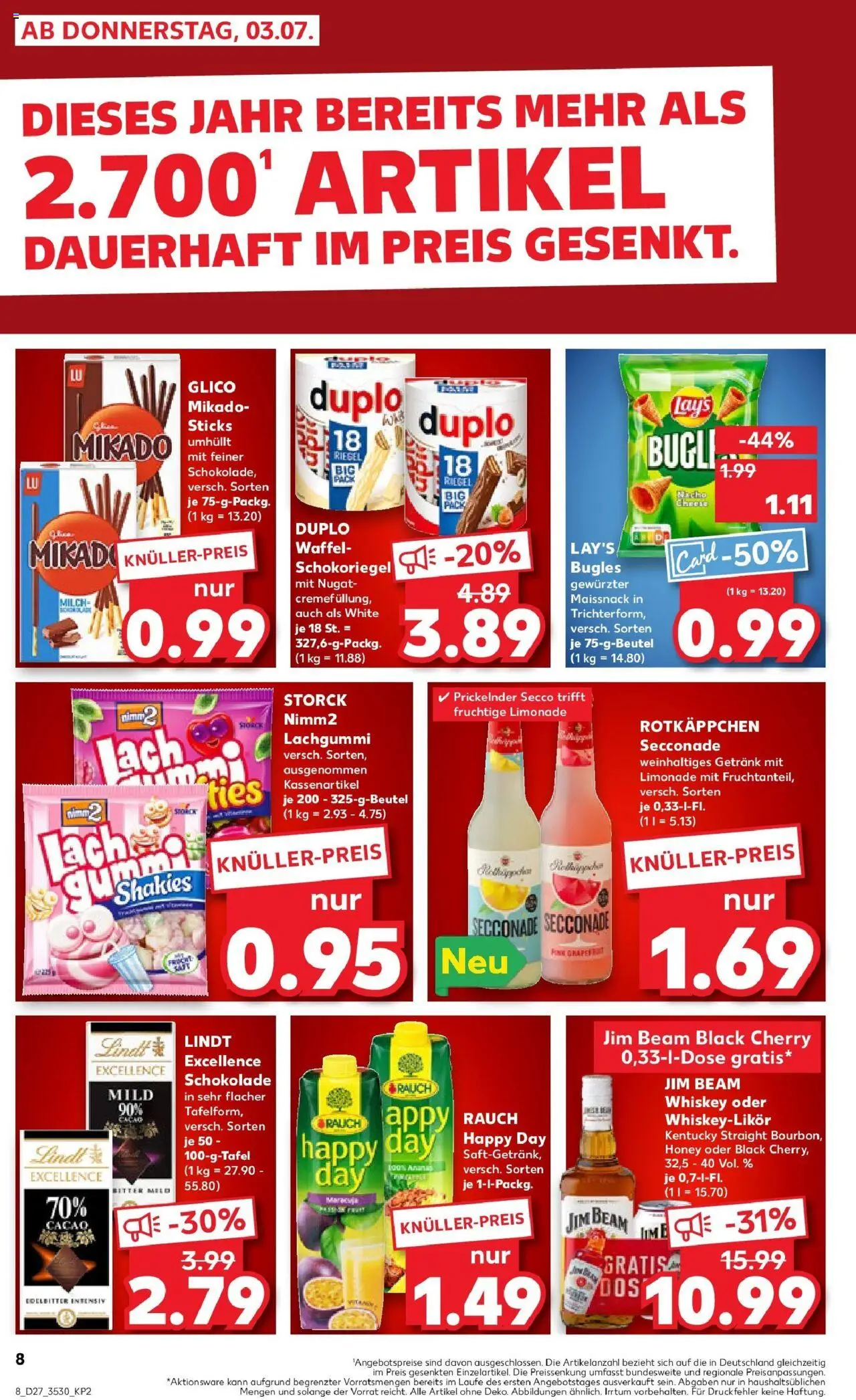 Kaufland prospekt Borna	 - gültig ab dem 03.07.2025 | Seite: 8 | Produkte: Limonade, Grapefruit, Lindt, Whiskey