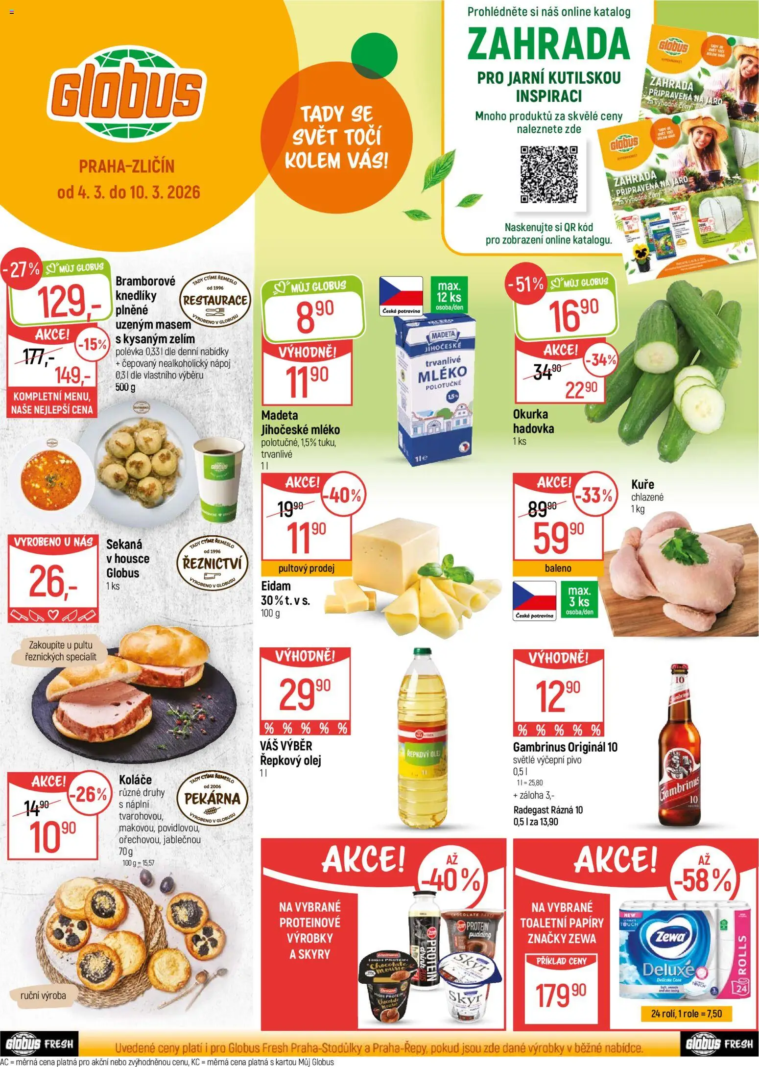 Globus leták - Praha Zličín od 04.03.2026 | Strana: 1 | Produkty: Pivo, Deluxe, Radegast, Okurka