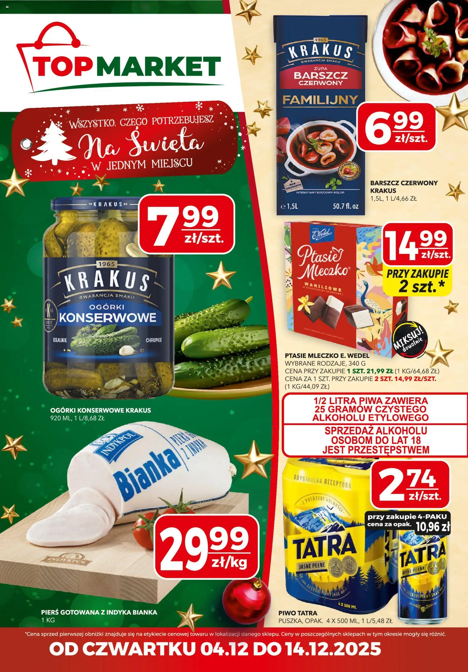 Top Market Gazetka mini od 04.12.2025 | Strona: 1 | Produkty: Top, Ptasie mleczko, Zupa, Piwo