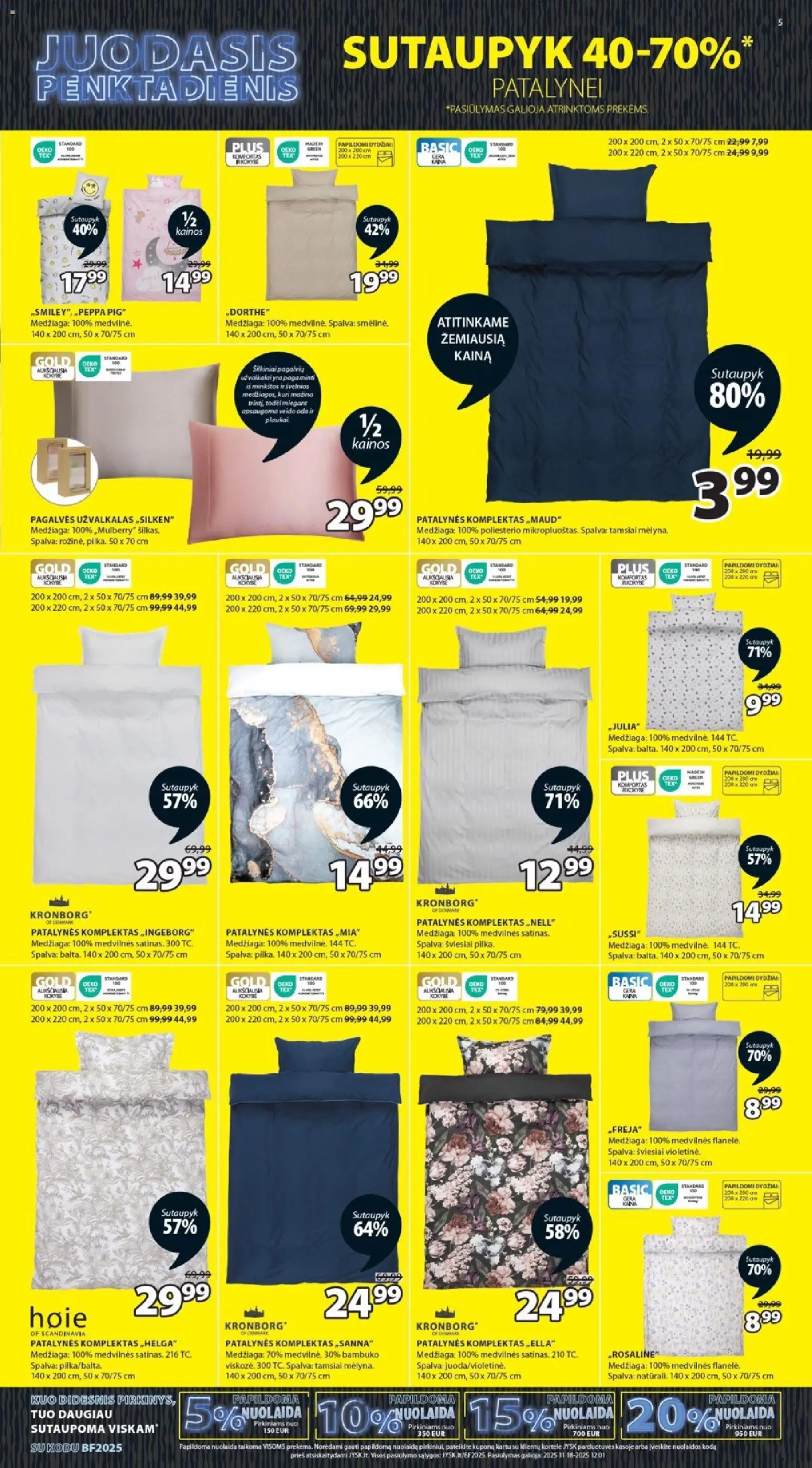 JYSK akcijos nuo 18.11.2025 | Puslapis: 5 | Prekių: Patalynės komplektas, Užvalkalas