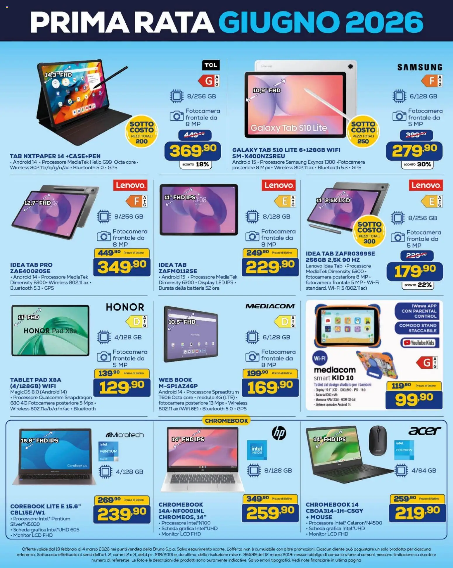 Volantino BRUNO del 19.02.2026 | Pagina: 10 | Prodotti: Tablet, Mouse, Fotocamera, Batteria